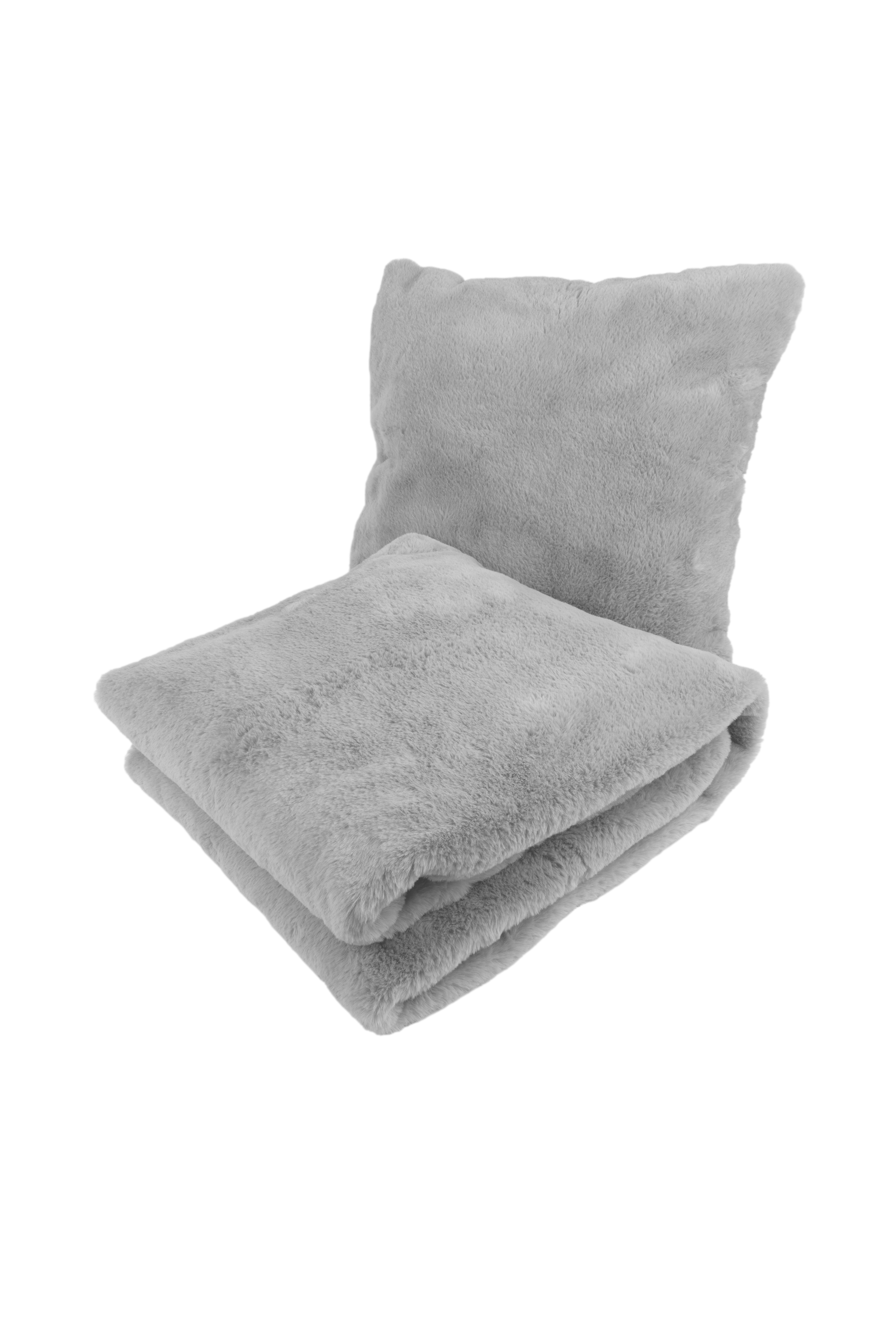 Kissen-Decken-Set Dekokissen & Decke Aimee 625 2er-Set Grau / Blau