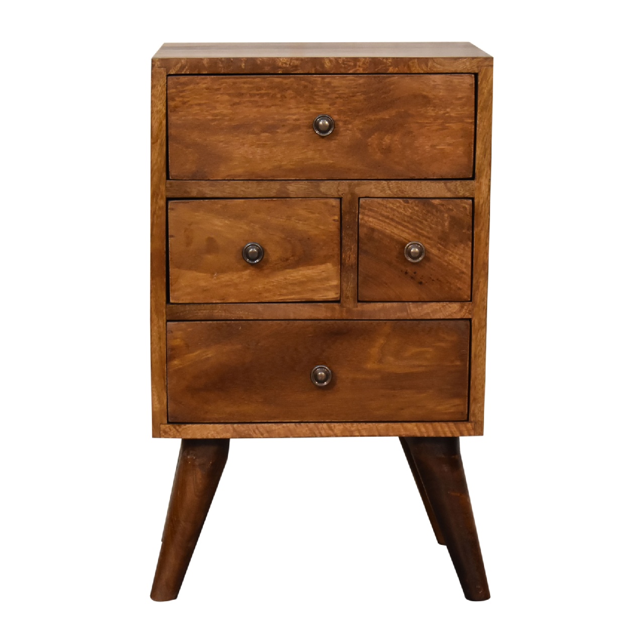Nachttisch mit 4 Schubladen in Multi-Chestnut