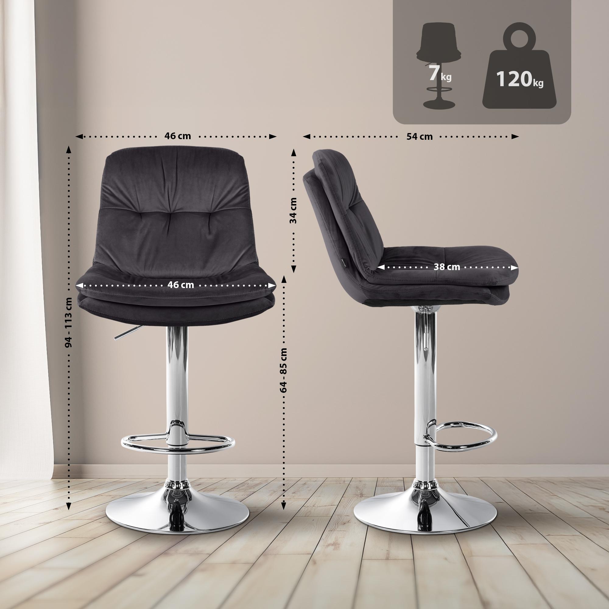 Barhocker Laurel Samt chrom
