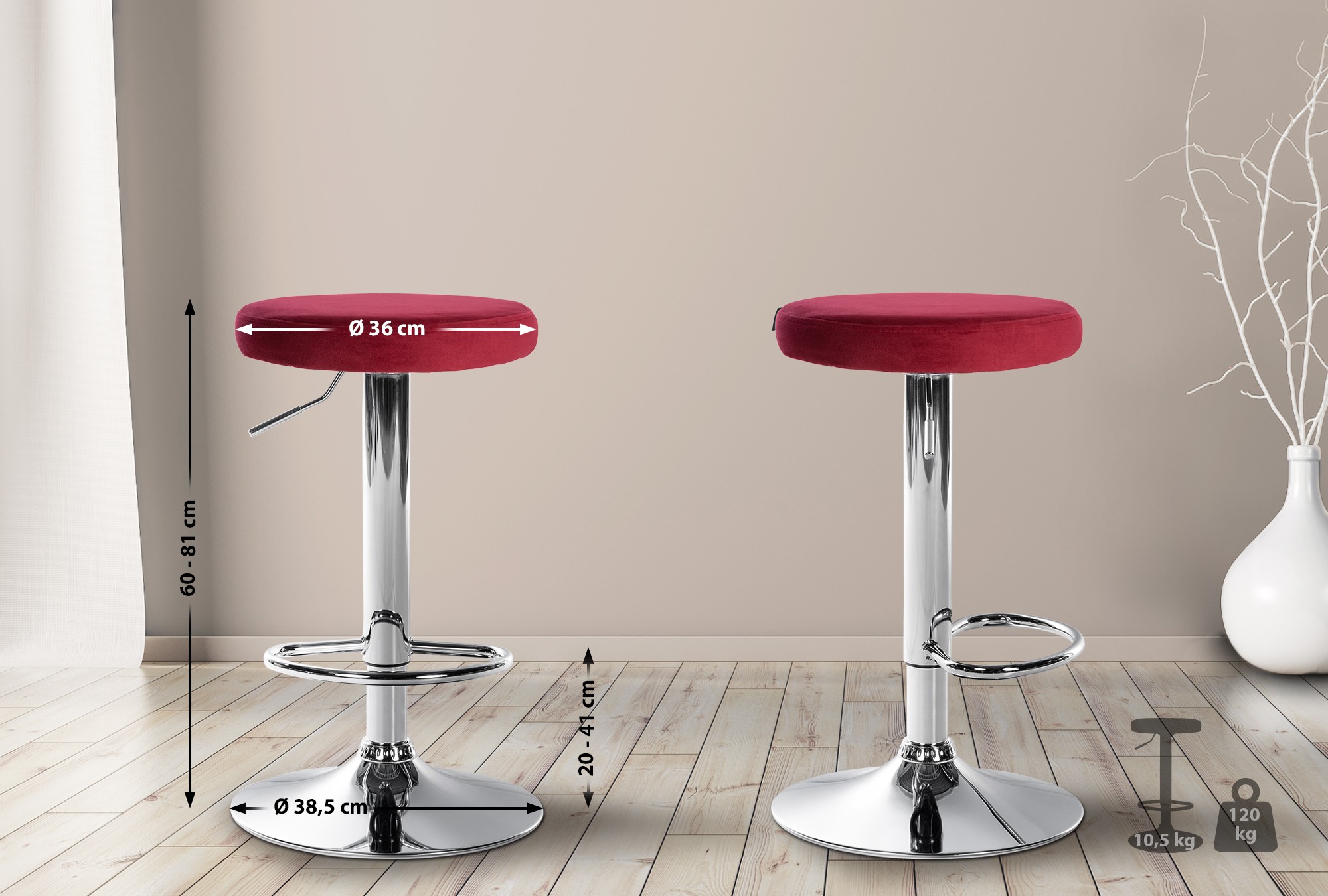 Barhocker Ponte Samt chrom