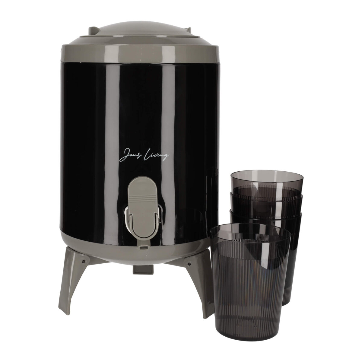 The Gift Groothandel BV JENS Living Saftspender Set mit 4 Bechern & Ständer | 4L Getränkespender für Party, Garten & Buffet | Robuste Glaskaraffe / Wasserspender – Ansicht 3