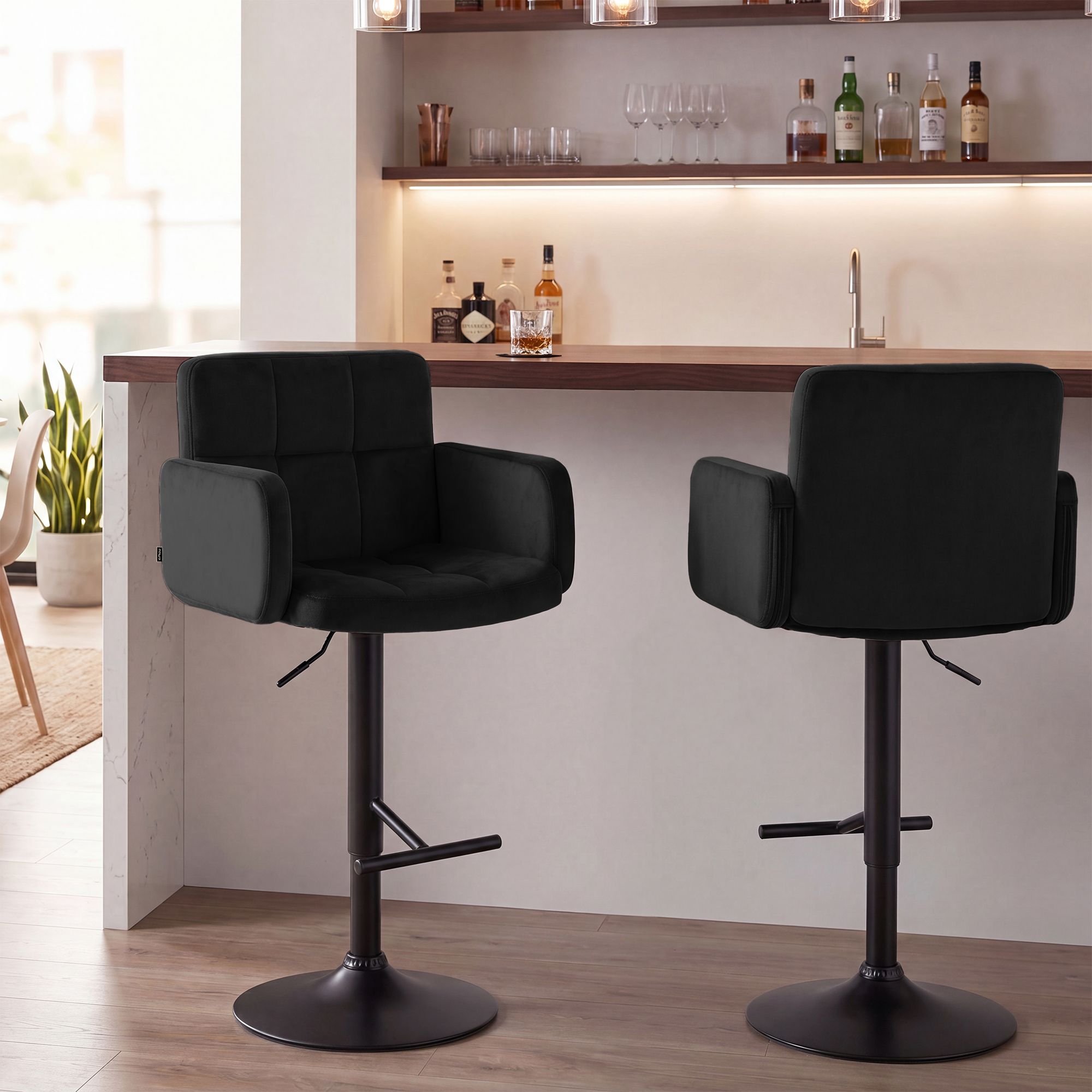 Barhocker Los Angeles Samt schwarz