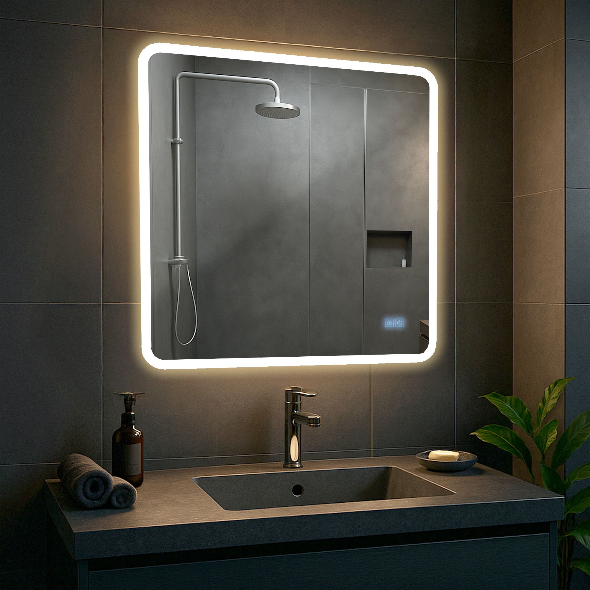 Badspiegel Jericho 80x80 mit Bluetooth