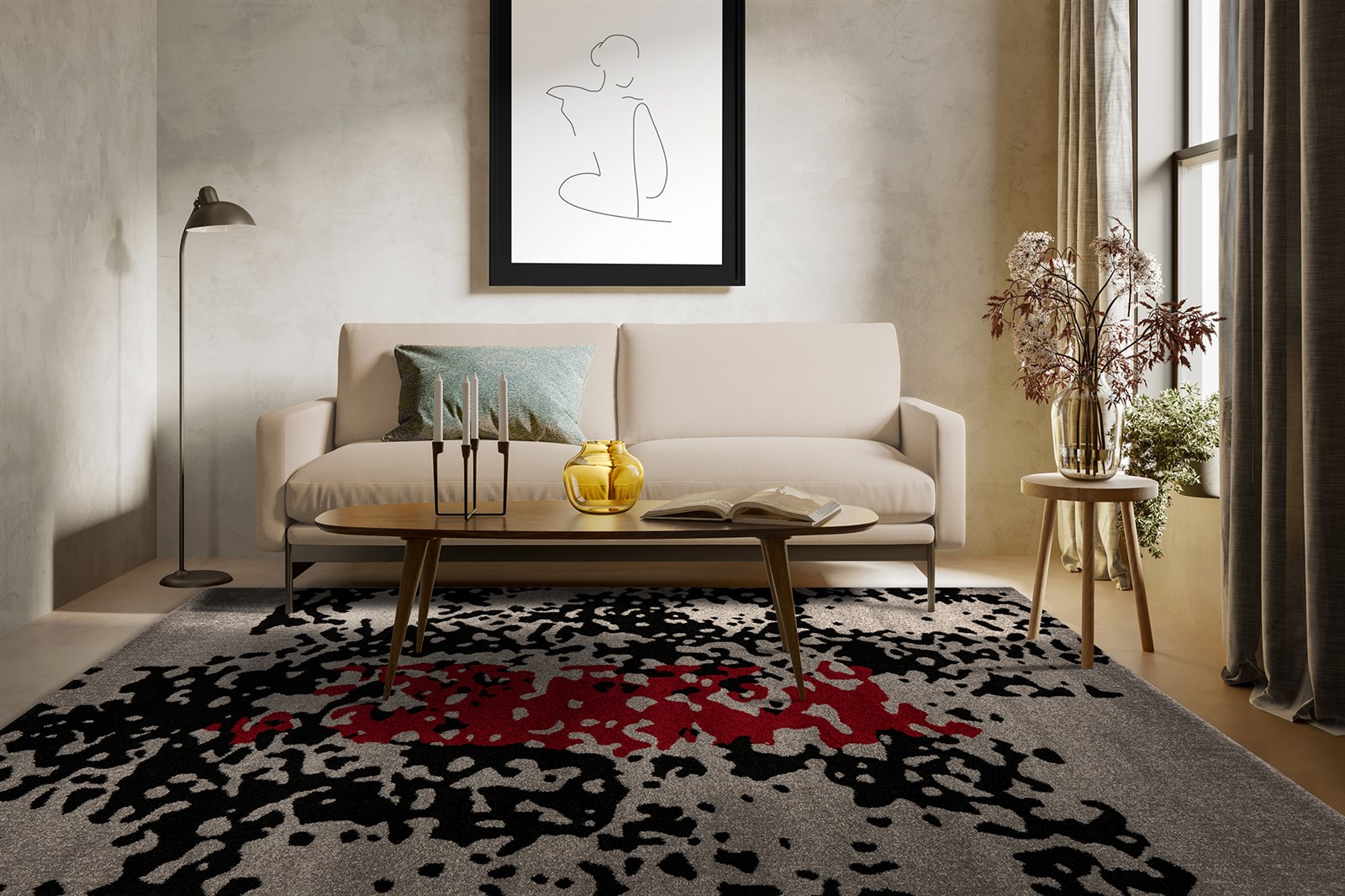 Teppich Naila 325 Schwarz / Rot 160cm x 230cm