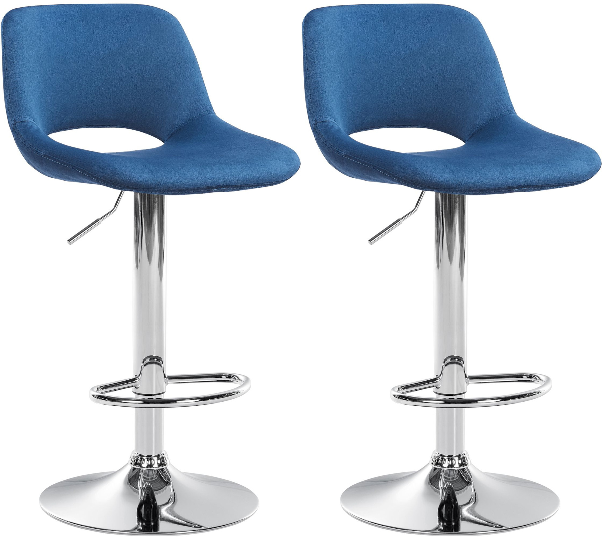 2er Set Barhocker Camden Samt chrom