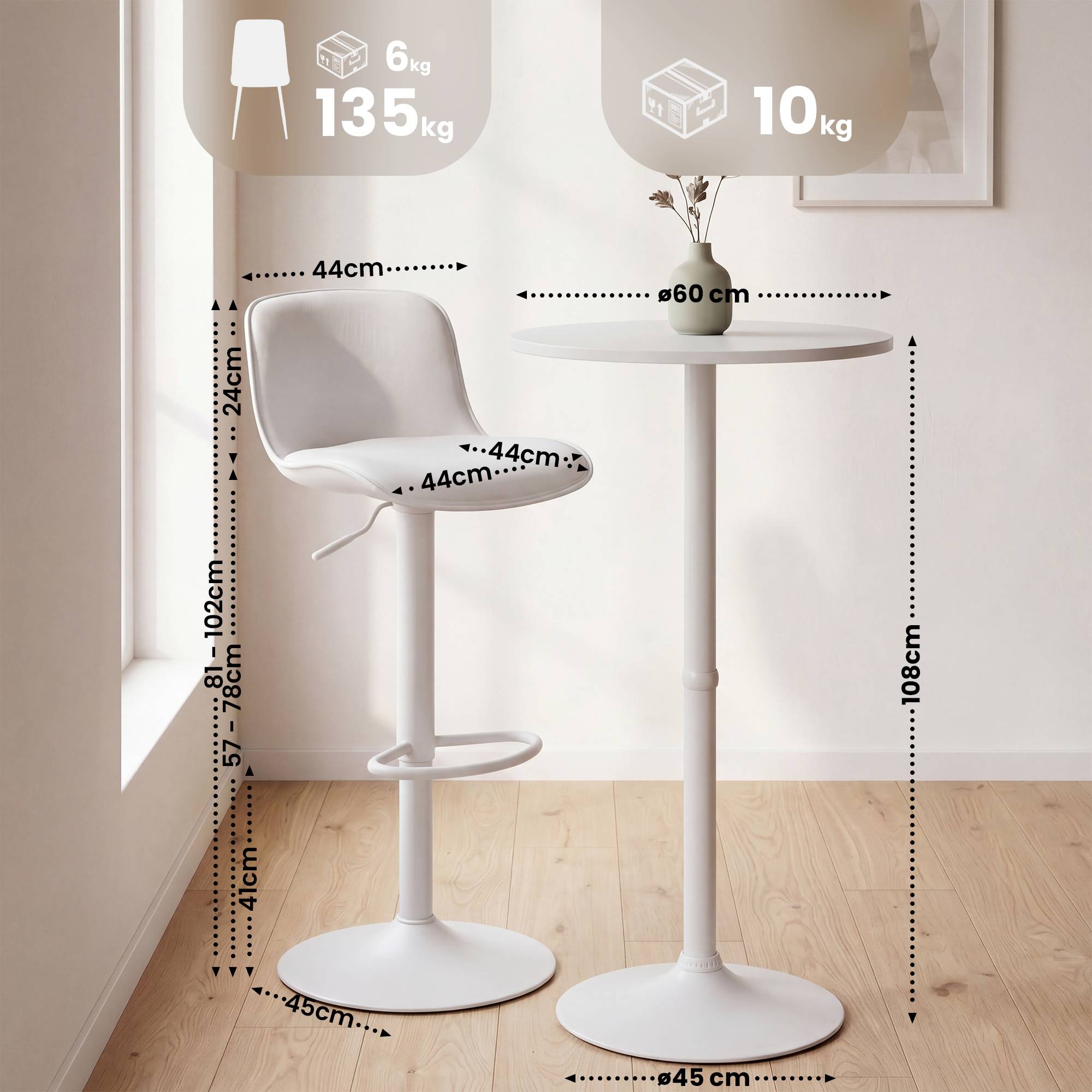 2er Bartisch Set Velor Kunstleder