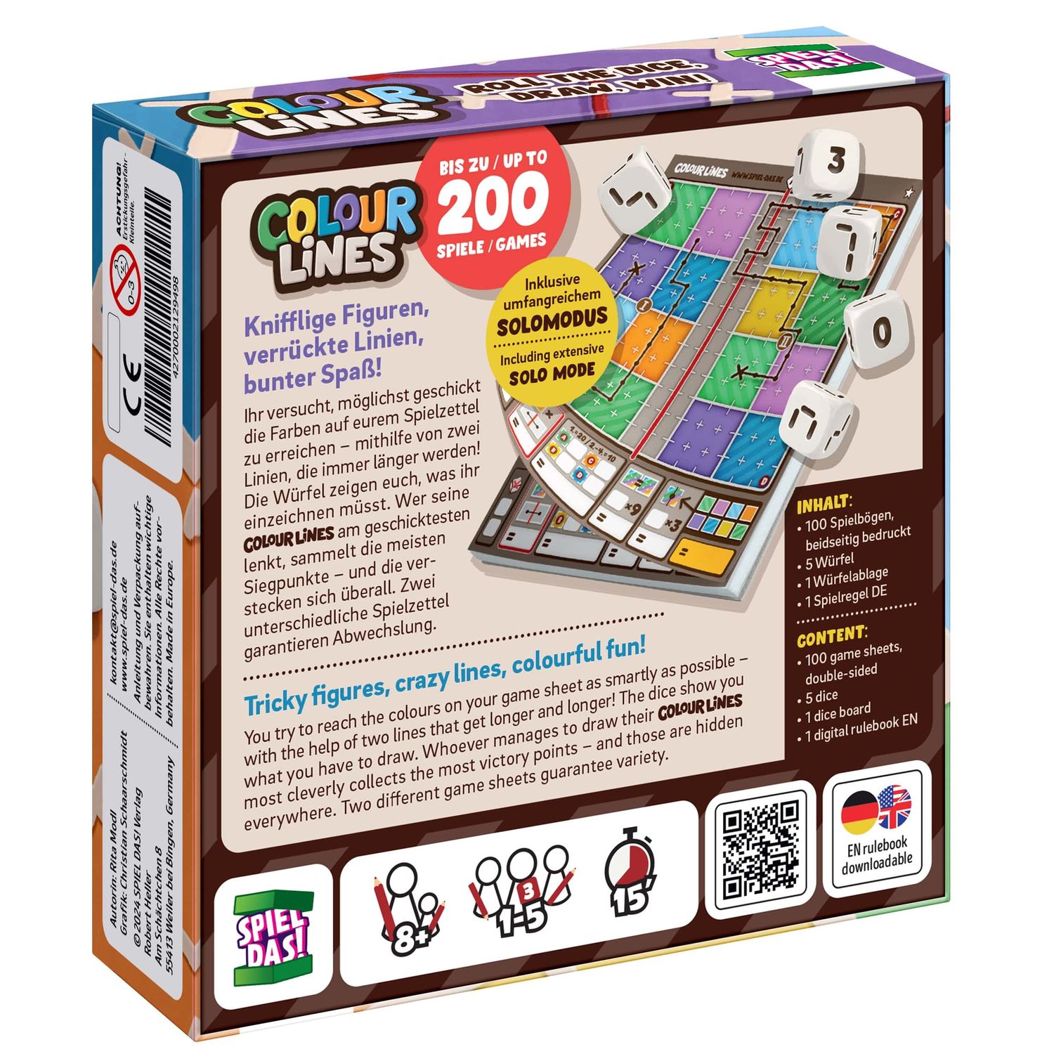 SPIEL DAS! Verlag Brettspiele & Gesellschaftsspiele Colour Lines - Brettspiel