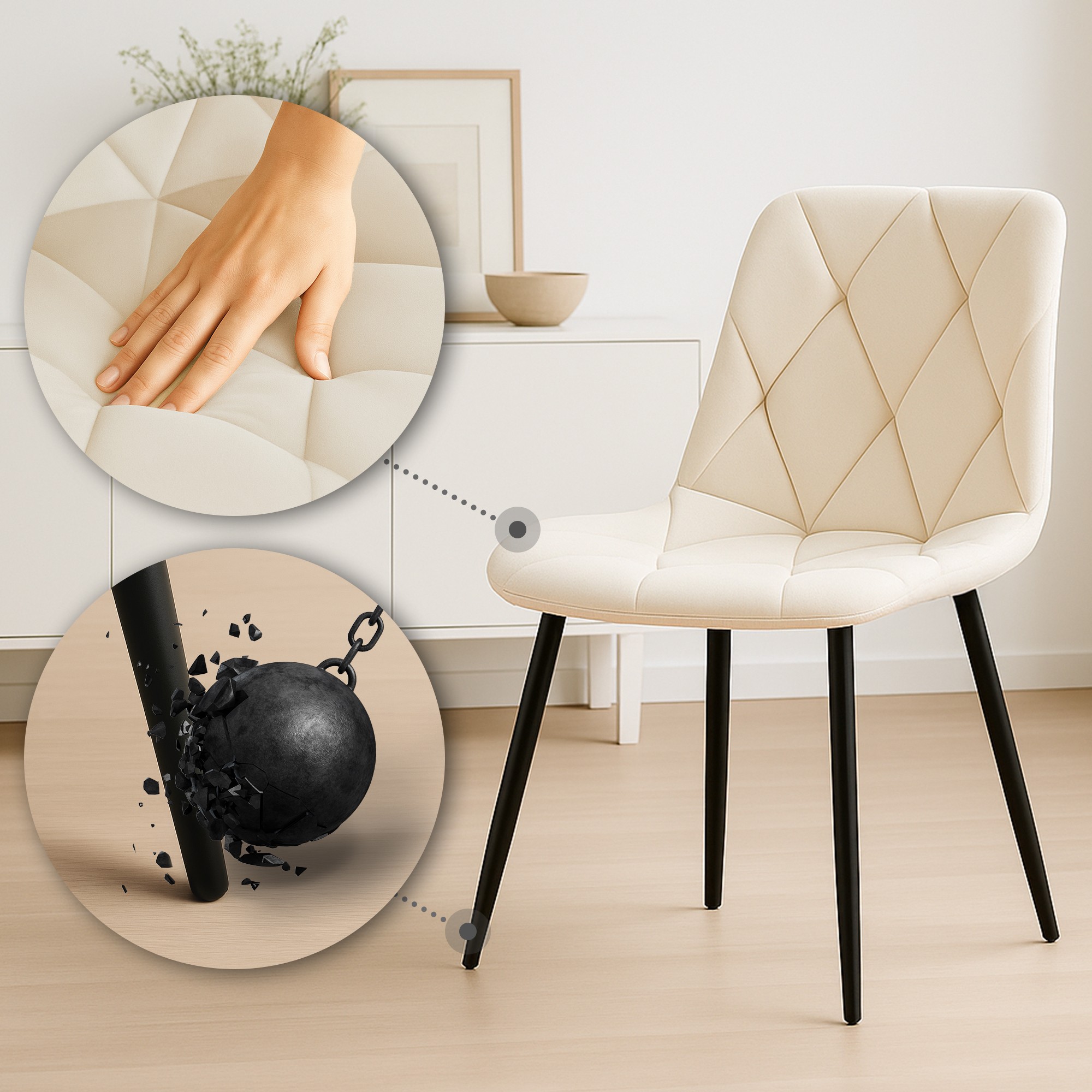 2er Set Esszimmerstuhl Clairton Samt