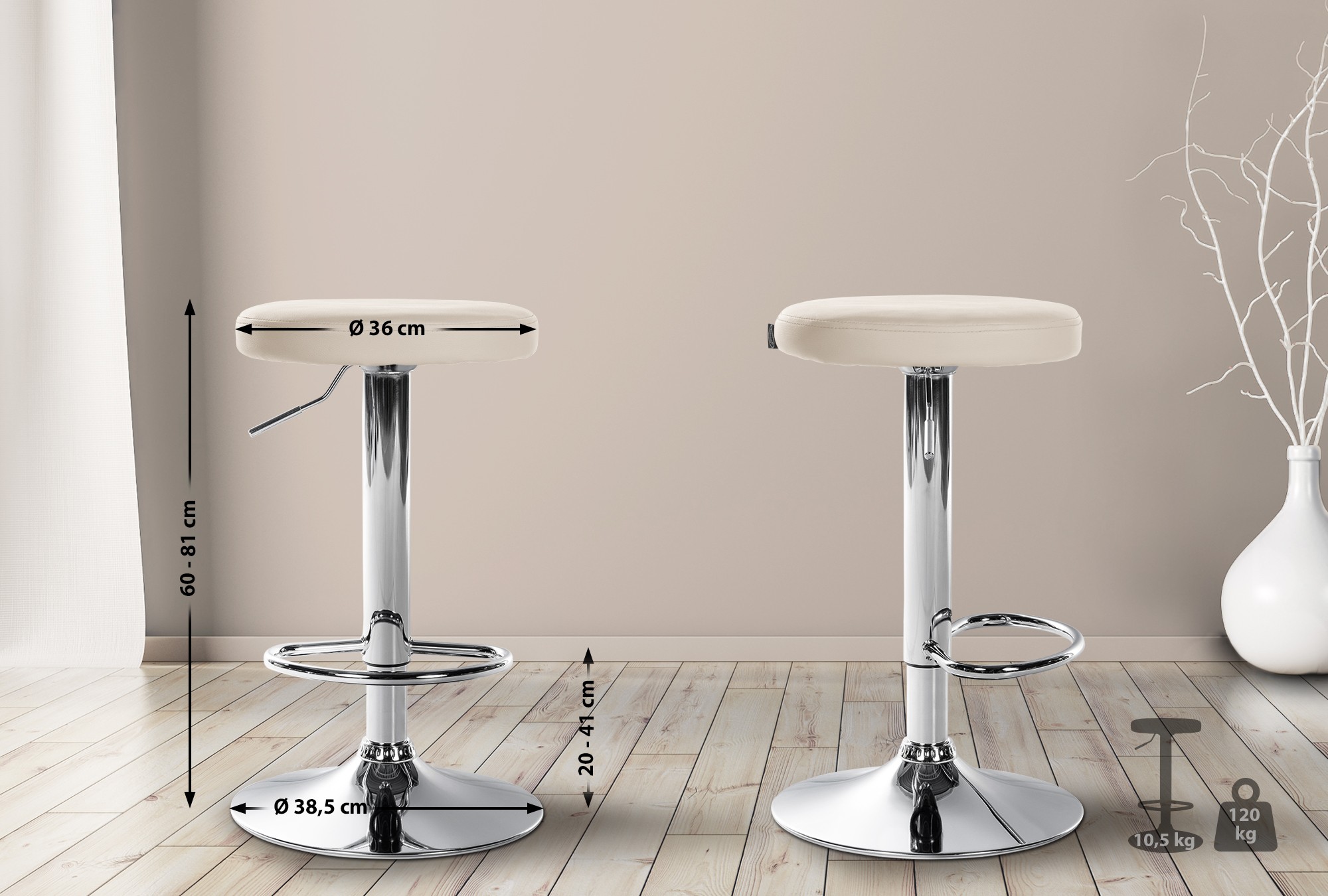 Barhocker Ponte Kunstleder chrom