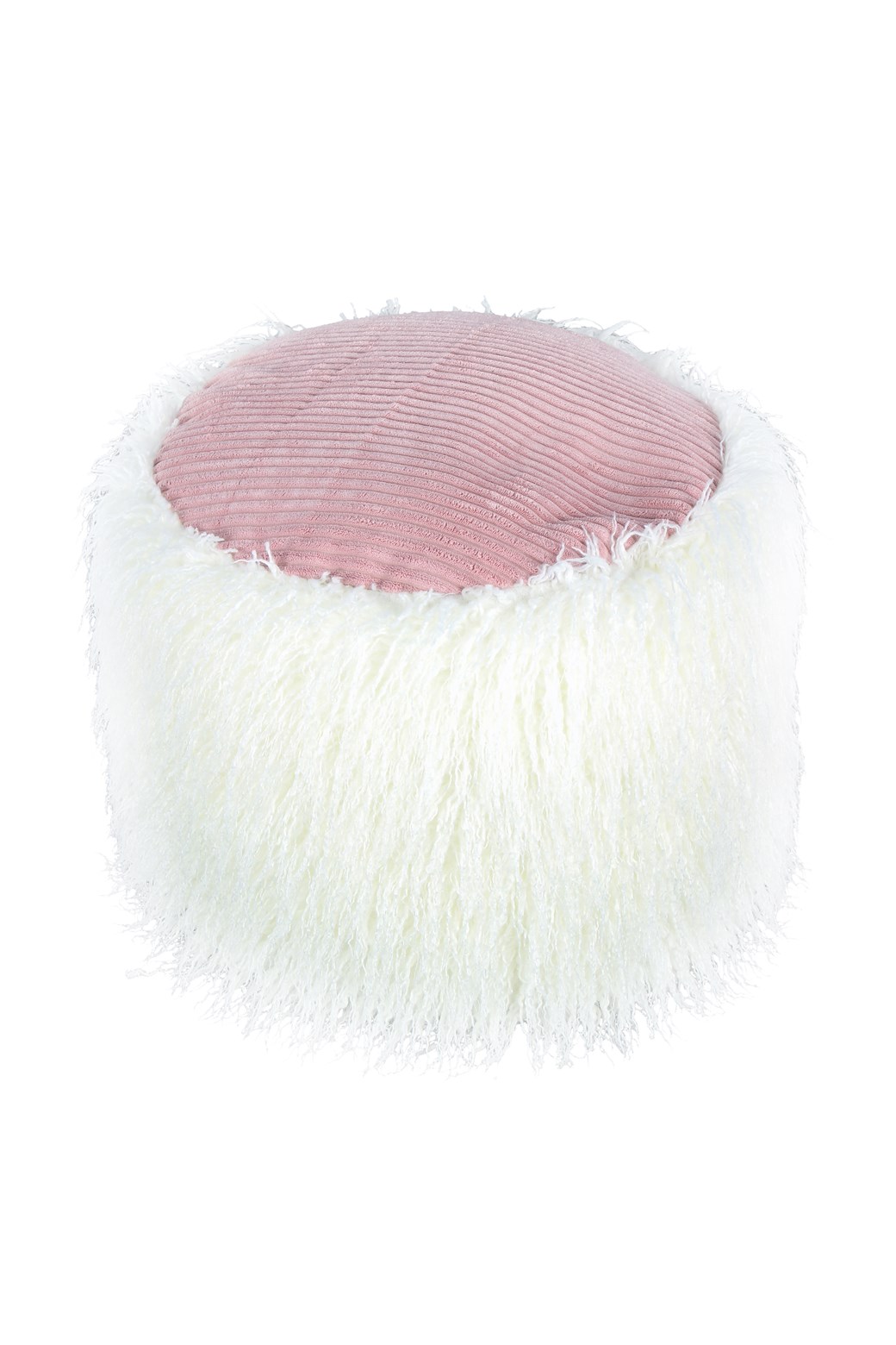 Pouf Fellpouf Bobtail 125 Weiß / Rosa