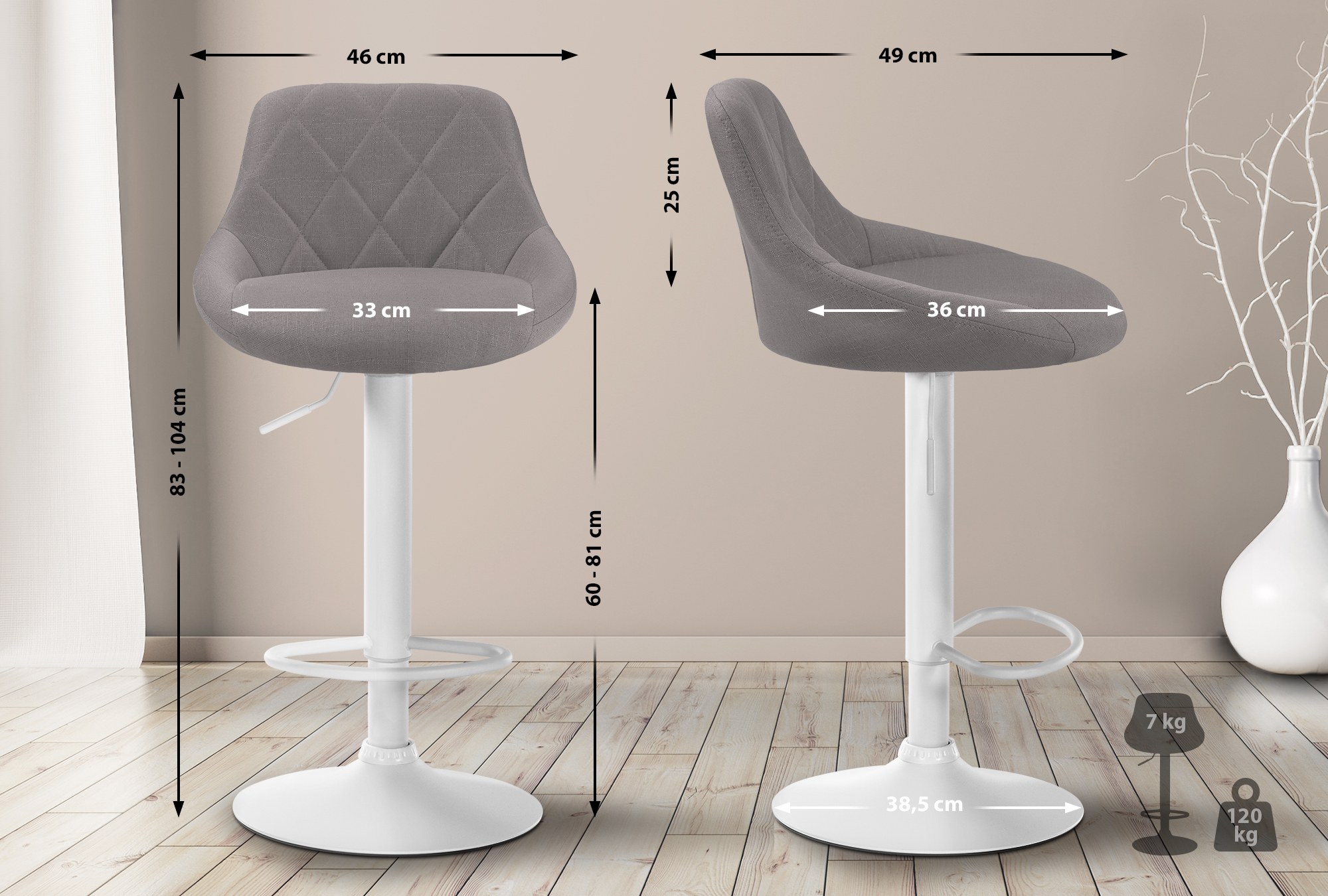 Barhocker Lazio Stoff weiß