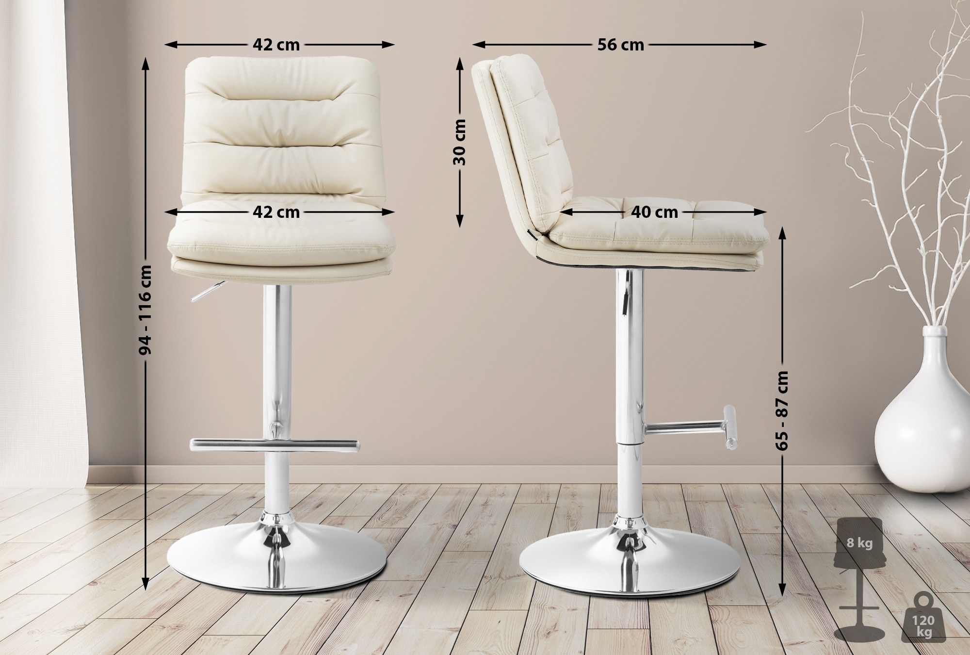 Barhocker Damar Kunstleder chrom