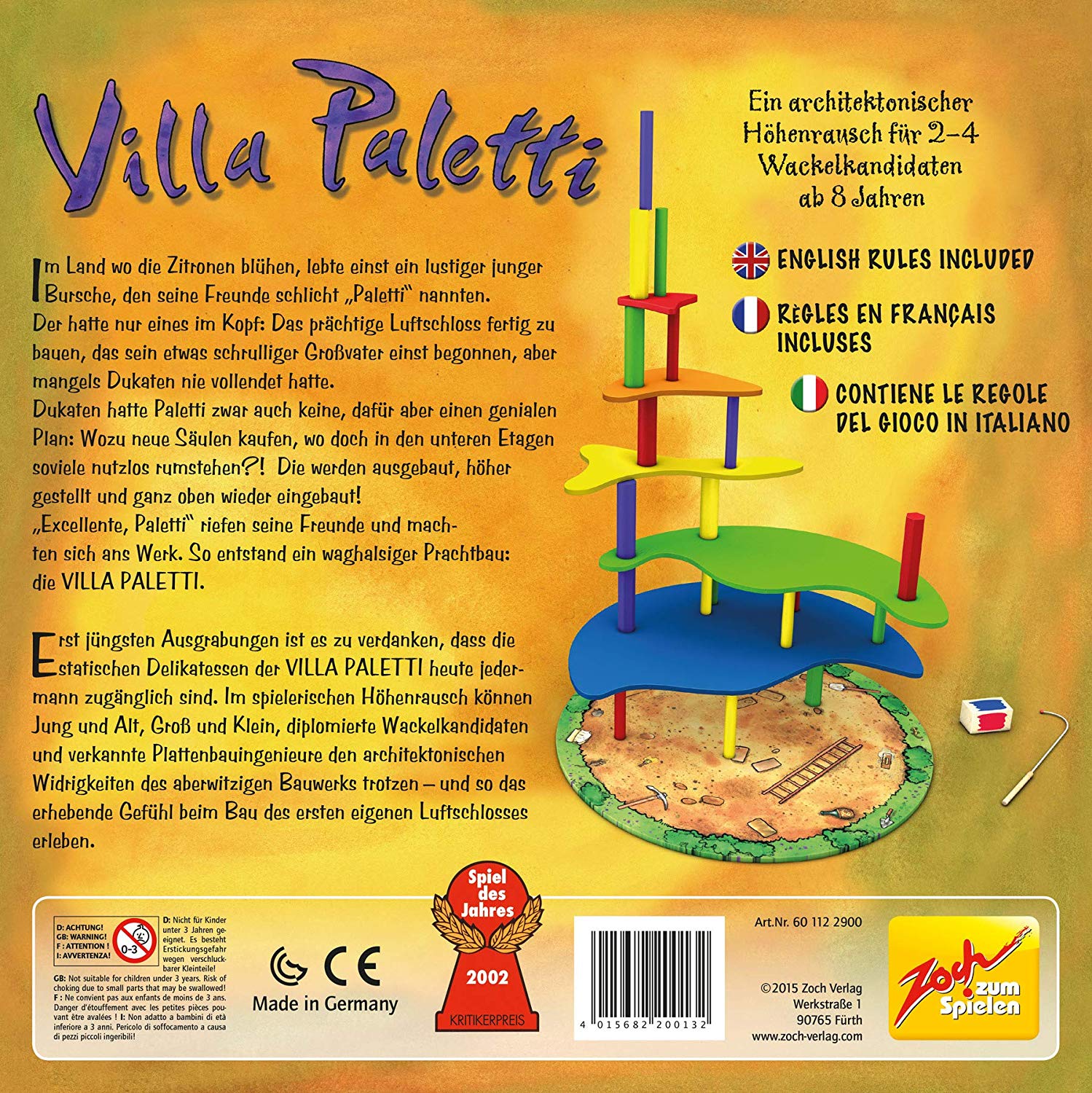 Zoch Verlag Brettspiele & Gesellschaftsspiele Zoch - Villa Paletti - Familienspiel