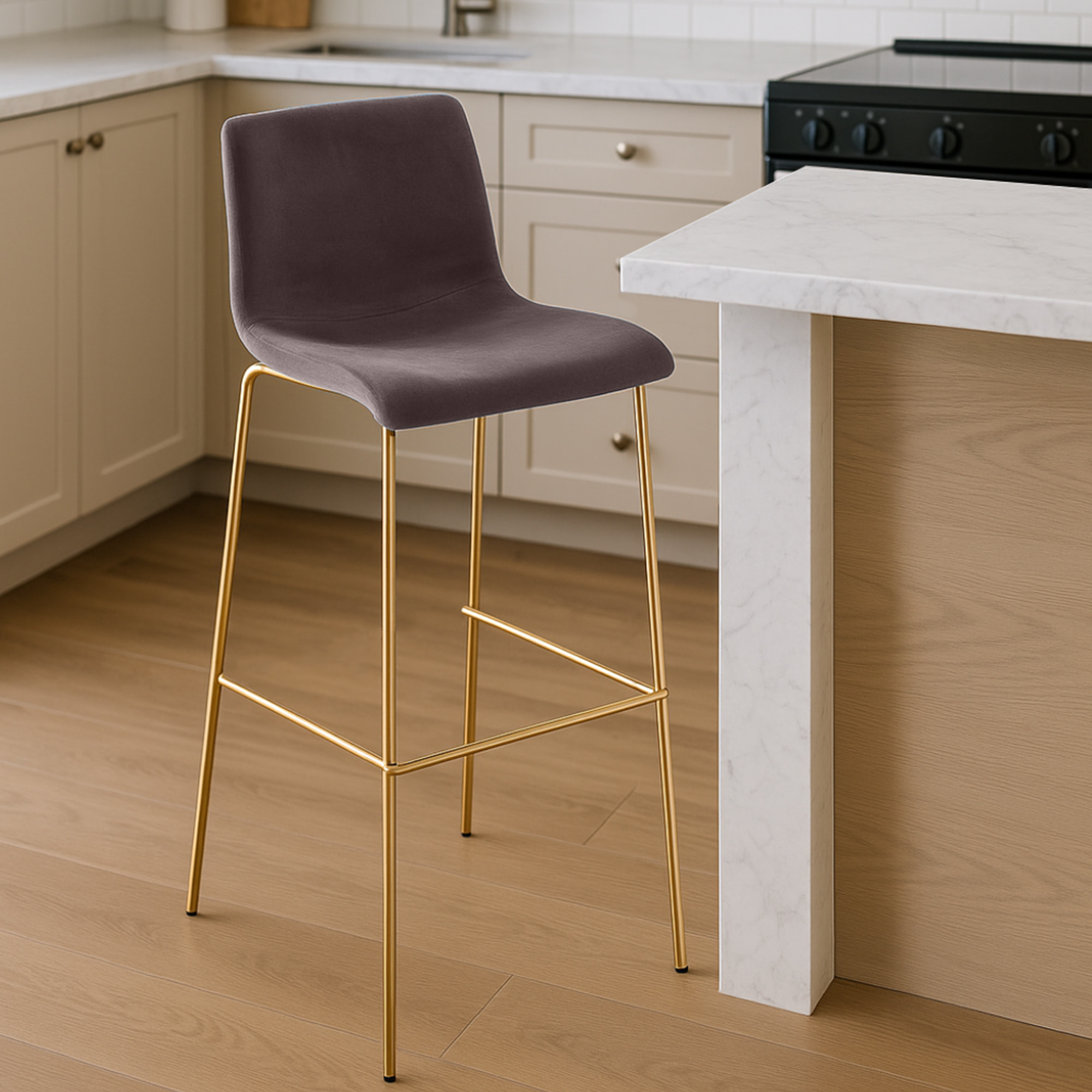 Barhocker Hoover Samt 4-Fuß Gold