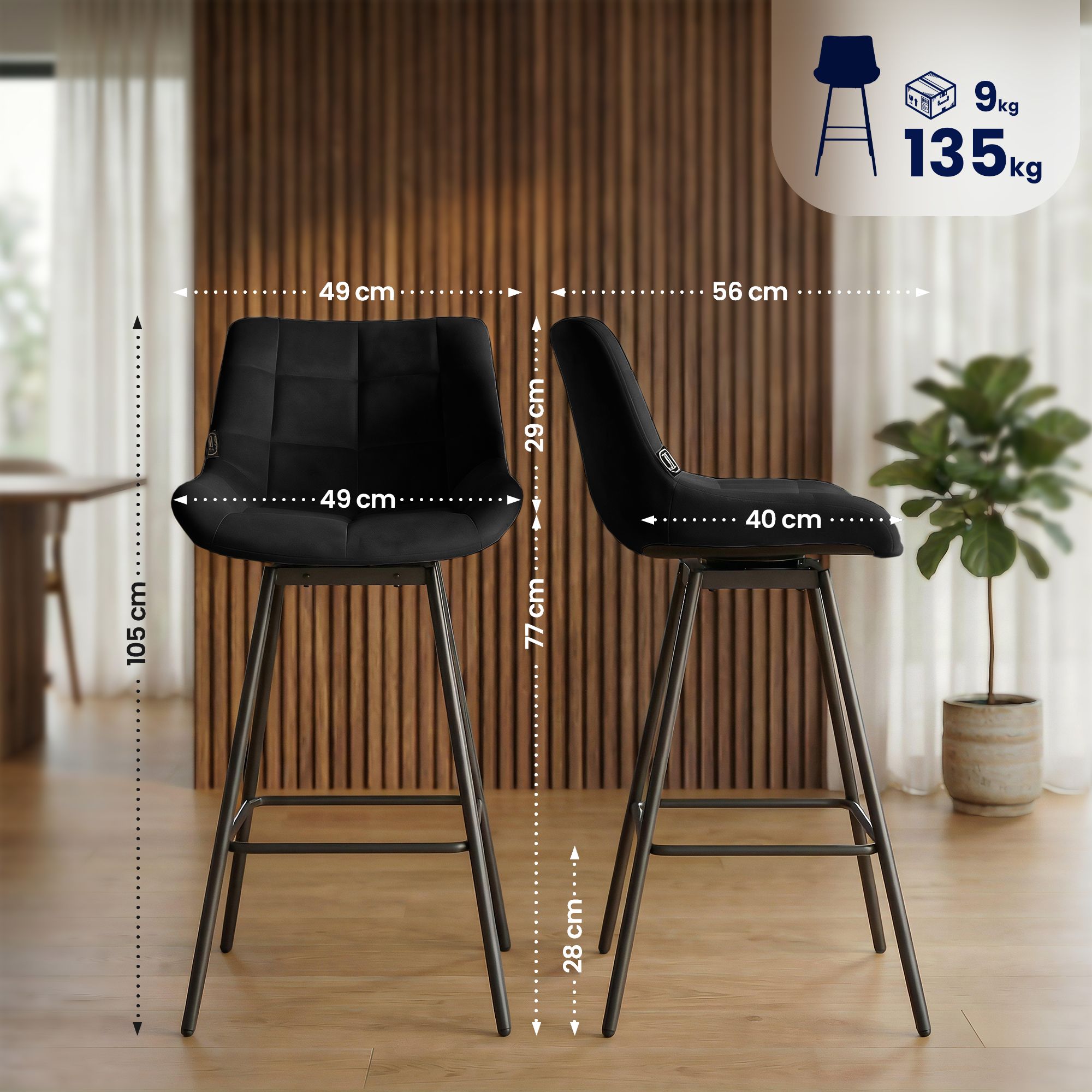 Barhocker Weston Schwenkbar Samt