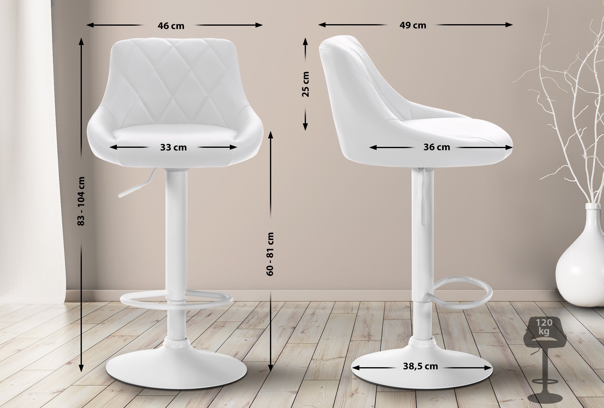 Barhocker Lazio Kunstleder weiß