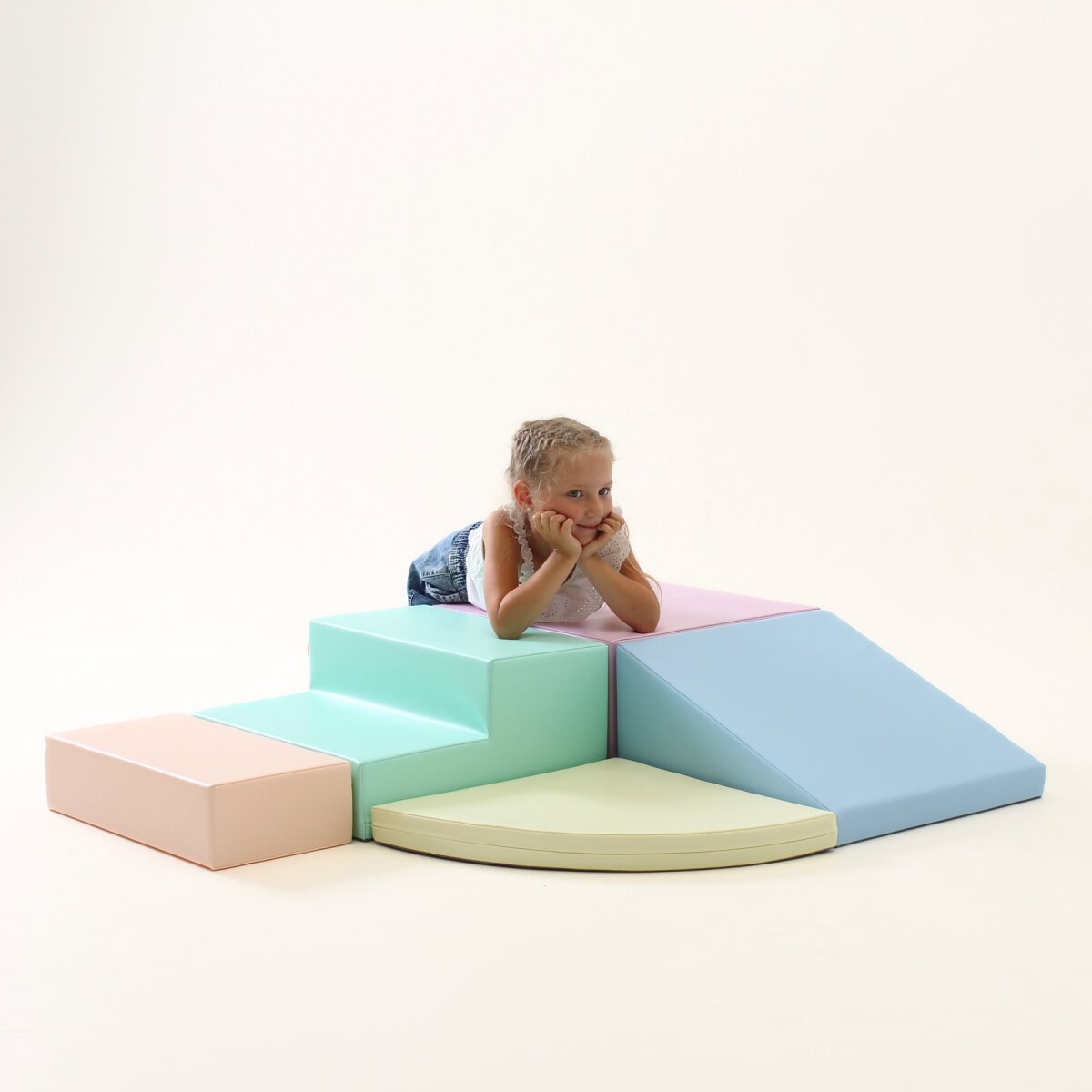 IGLU Großes Party Set aus mehreren bunten Schaumstoff-Spielmodulen - Helles Pastell - mit Rampe, Rutsche und Ballbecken,für Kinder