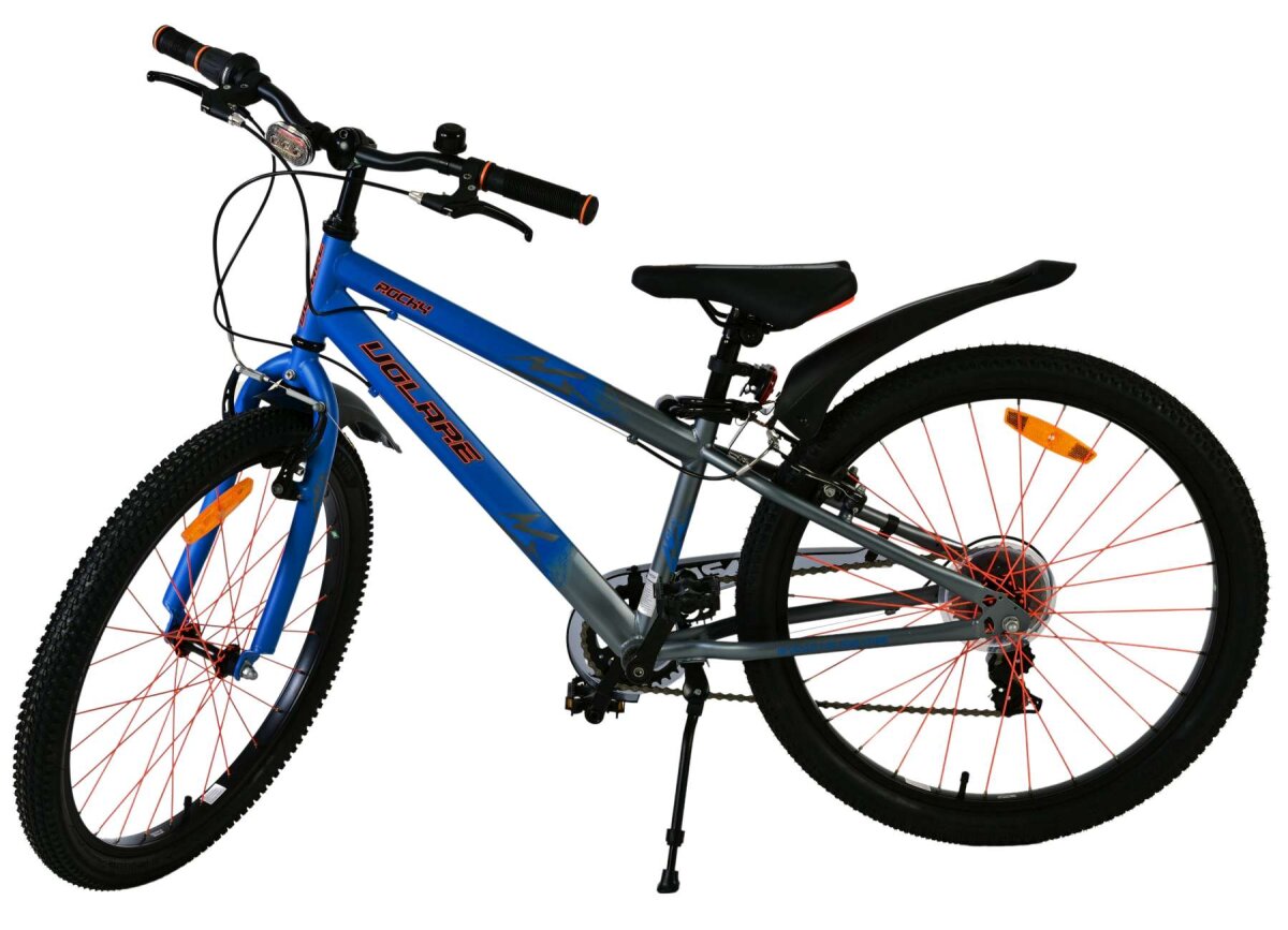 Volare Rocky Kinderfahrrad - 24 Zoll - Blau - 7 Gang für Jungen