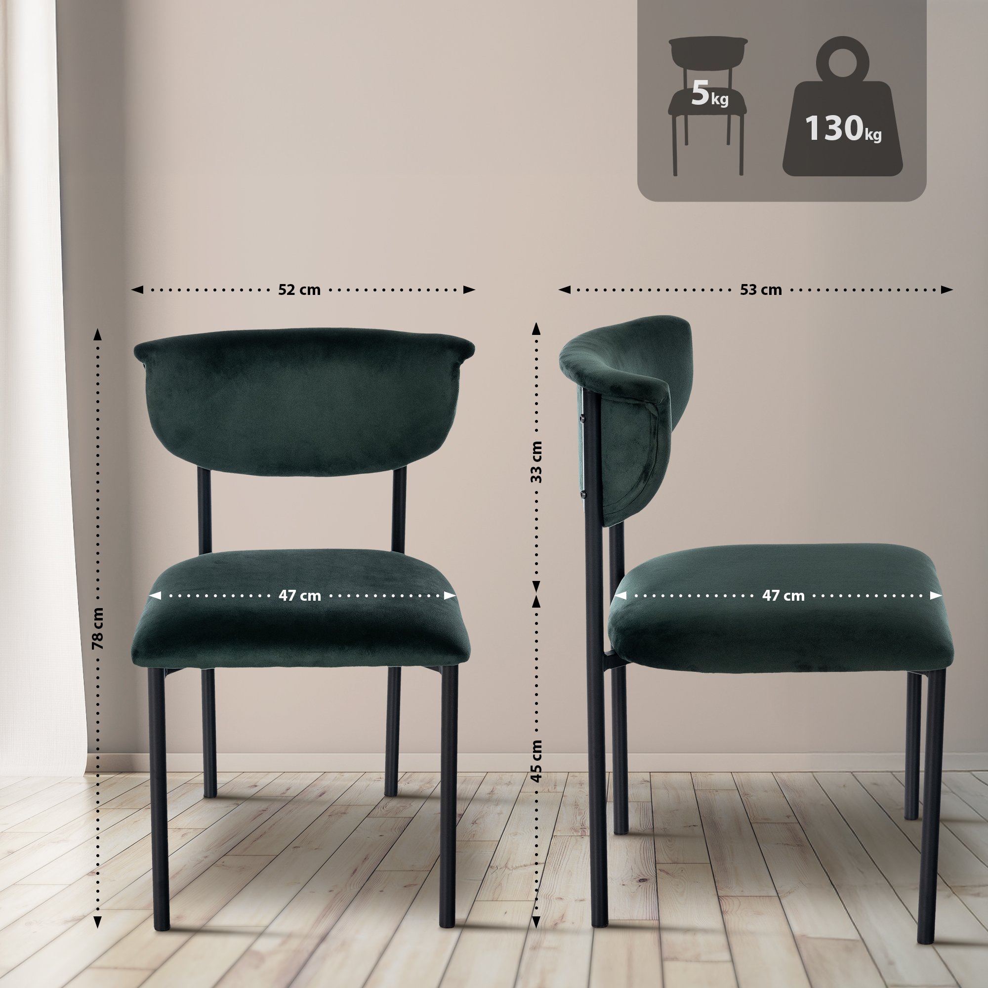 2er Set Besucherstuhl Gambell Samt