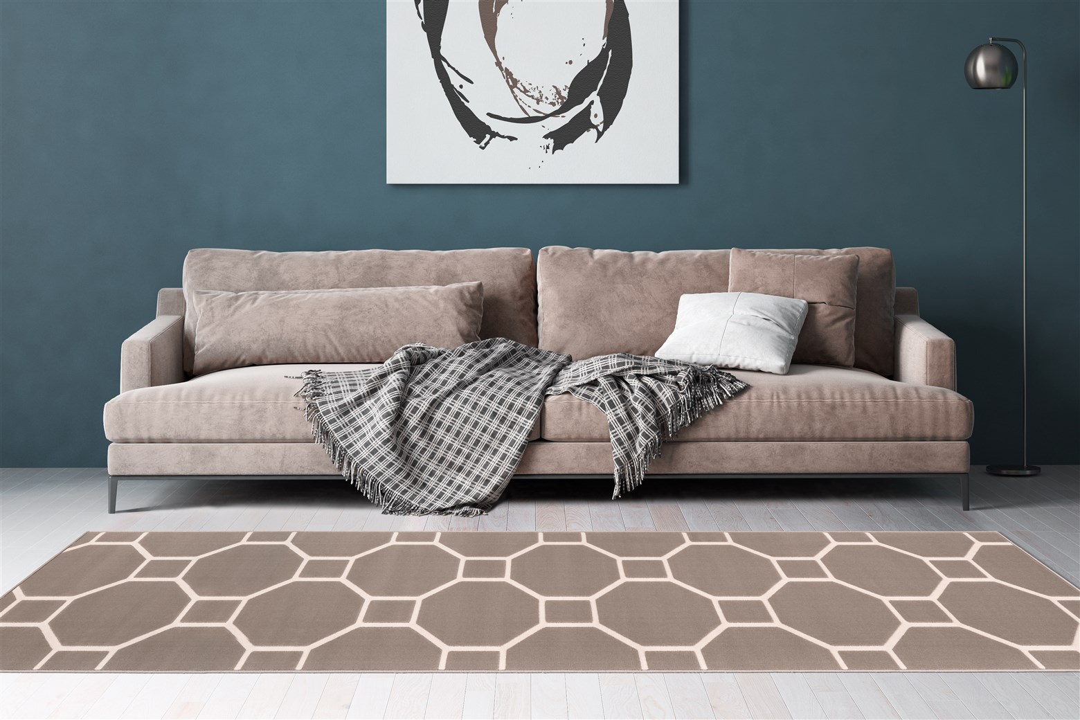 Teppich Lina 125 Taupe / Elfenbein 80cm x 325cm