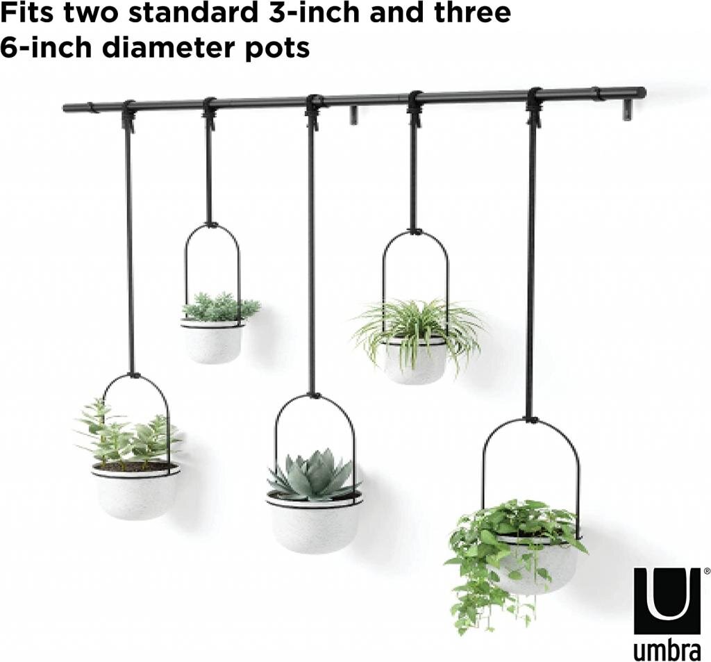 Umbra Triflora WHITE Hängeblumentopf, Wandvase, Blumentopf, Blumenampel für Wand-& Deckenanbringung