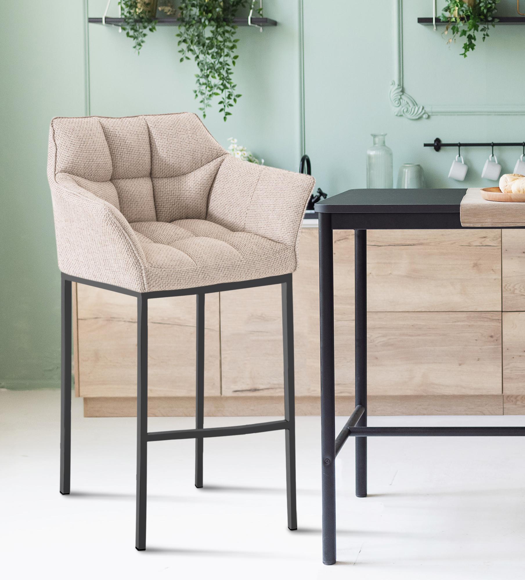 Barhocker Damaso B Stoff mit 4-Fuß Gestell