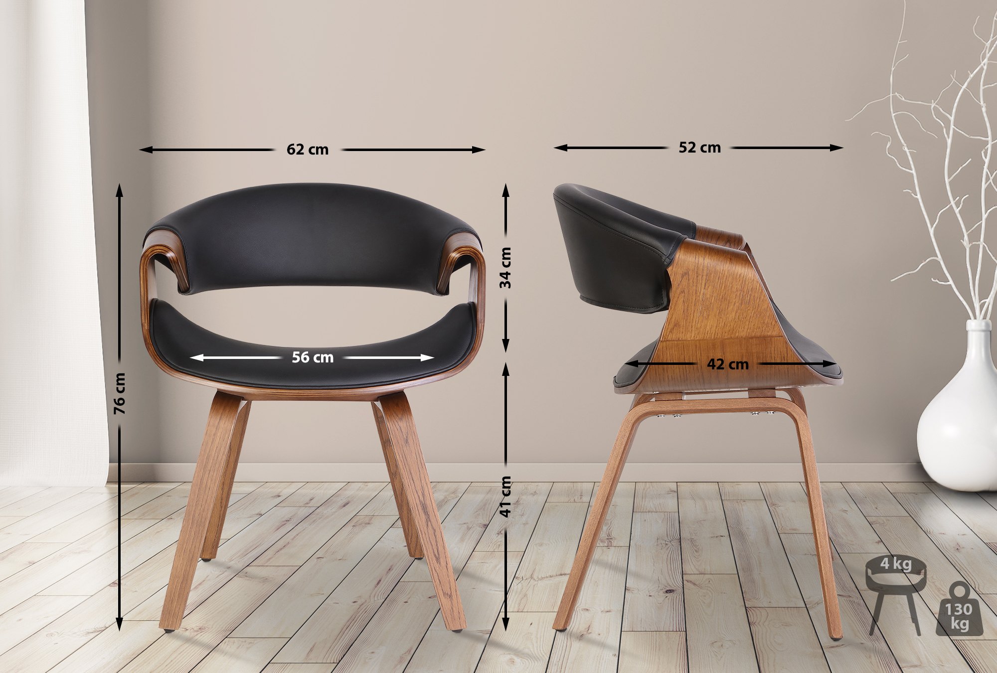 2er Set Esszimmerstuhl Foley Kunstleder