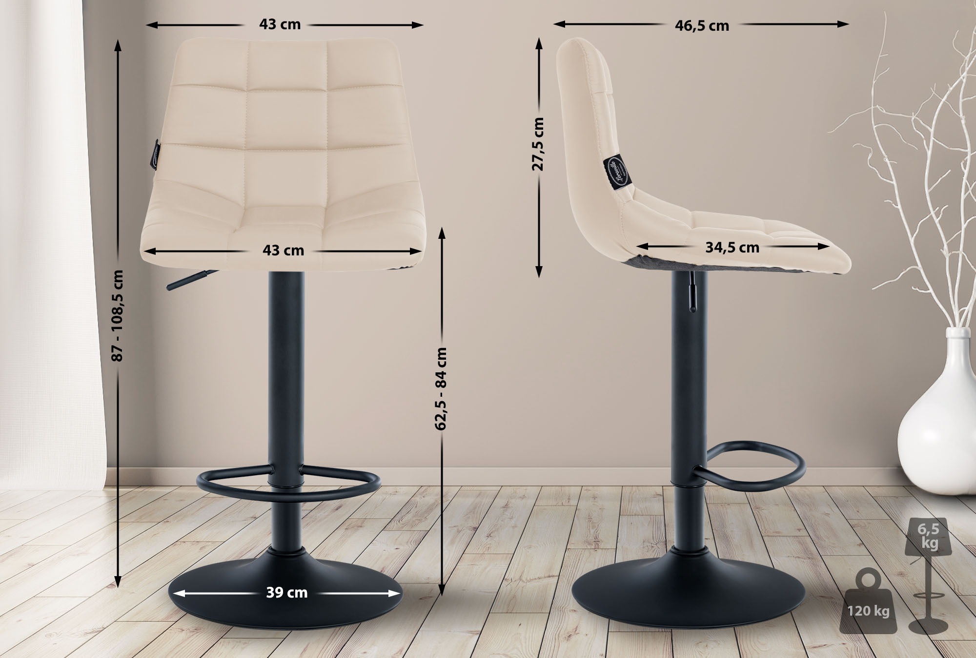 2er Set Barhocker Jerry Kunstleder schwarz