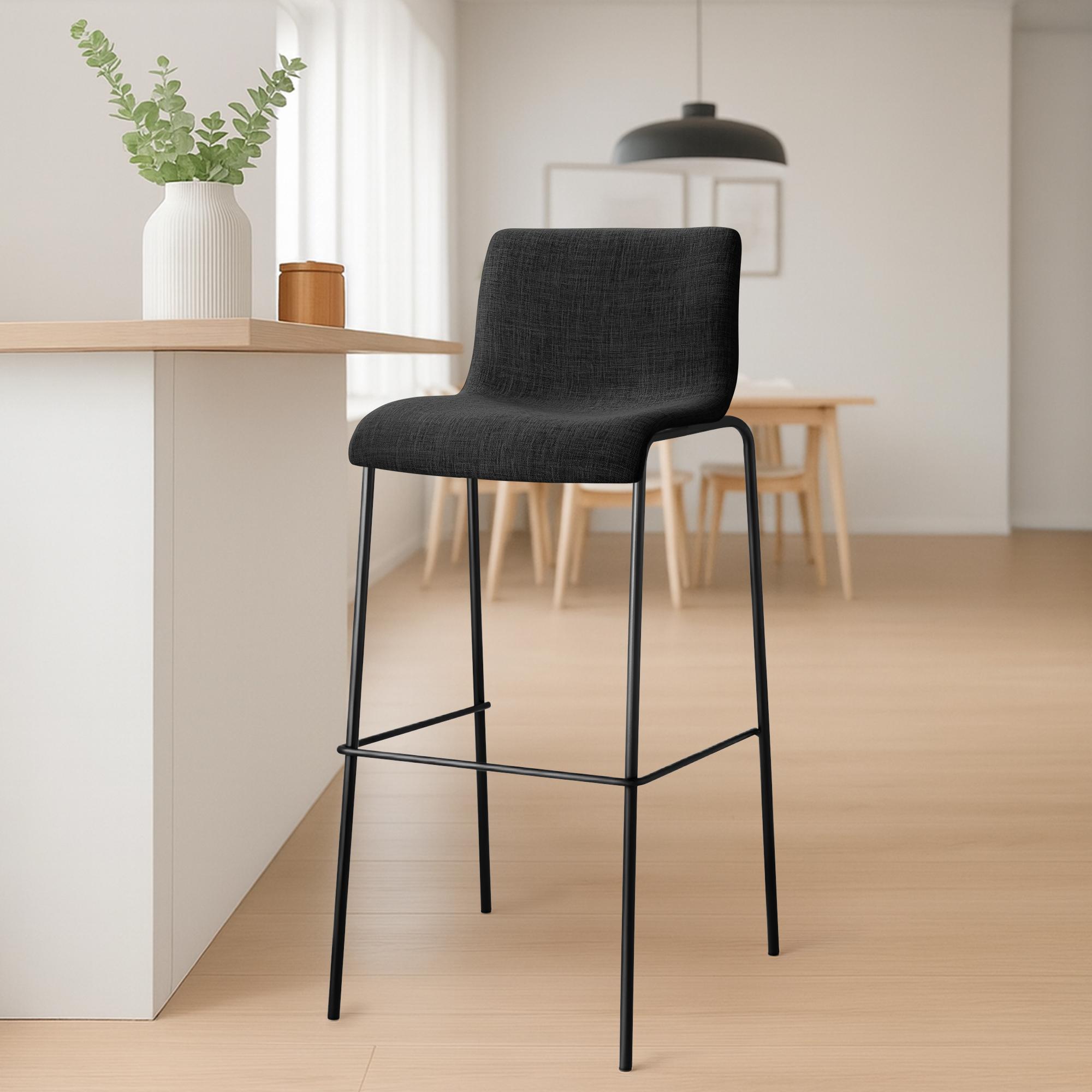 Barhocker Hoover Stoff 4-Fuß Gestell schwarz