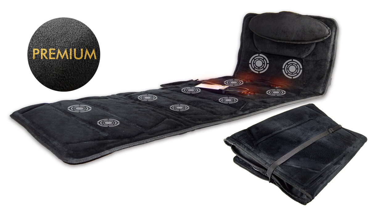 Jocca Infrarot Massagematte mit Wärmefunktion – 10 Motoren, 5 Programme, 3 Intensitäten, Nacken-, Rücken- & Ganzkörpermassage, faltbar