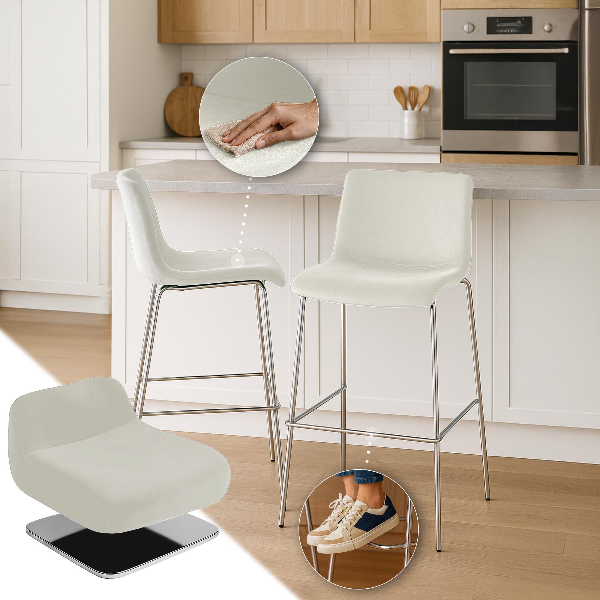 Barhocker Hoover Samt 4-Fuß Chrom