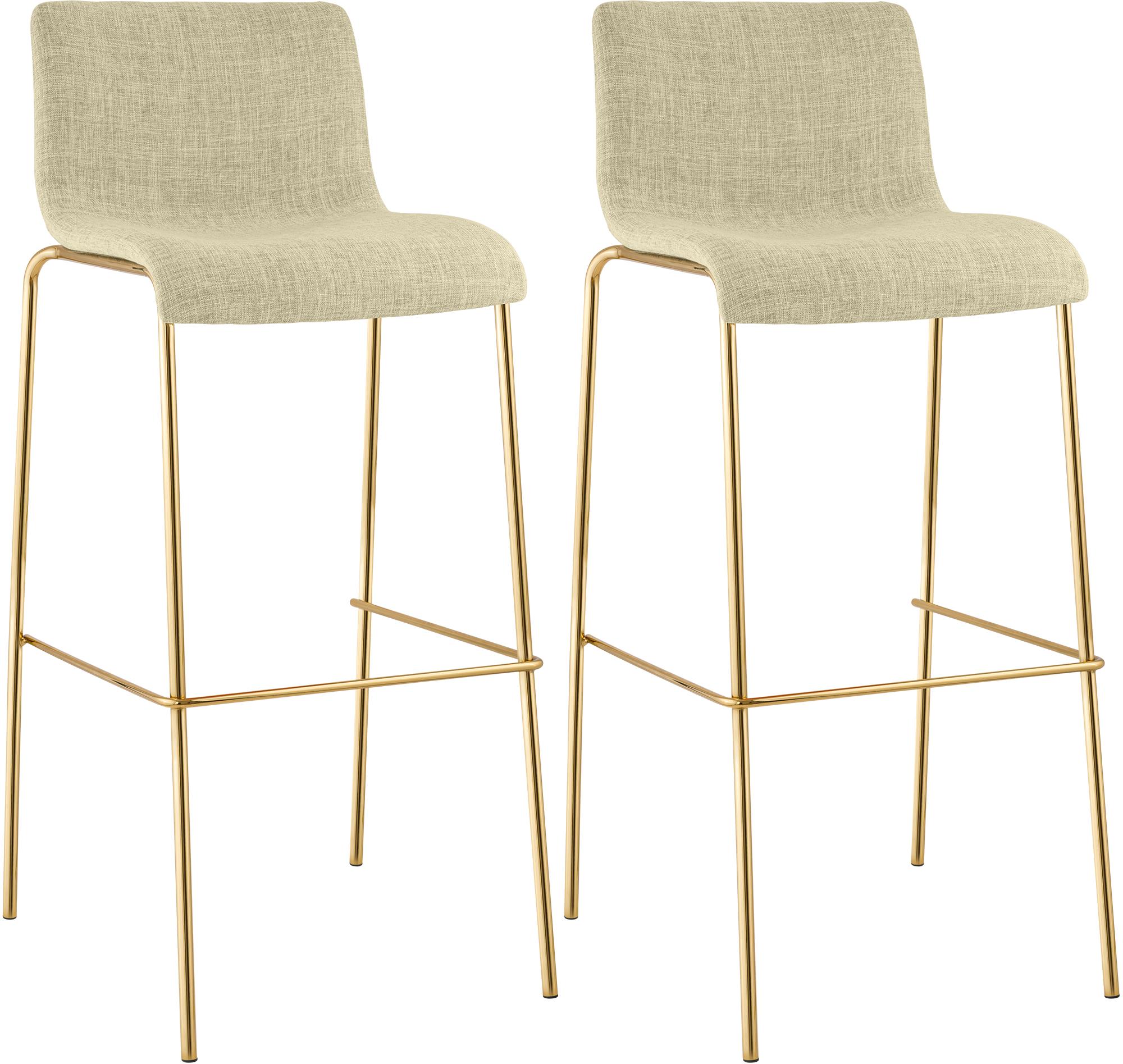 2er Set Barhocker Hoover Stoff 4-Fuß Gold