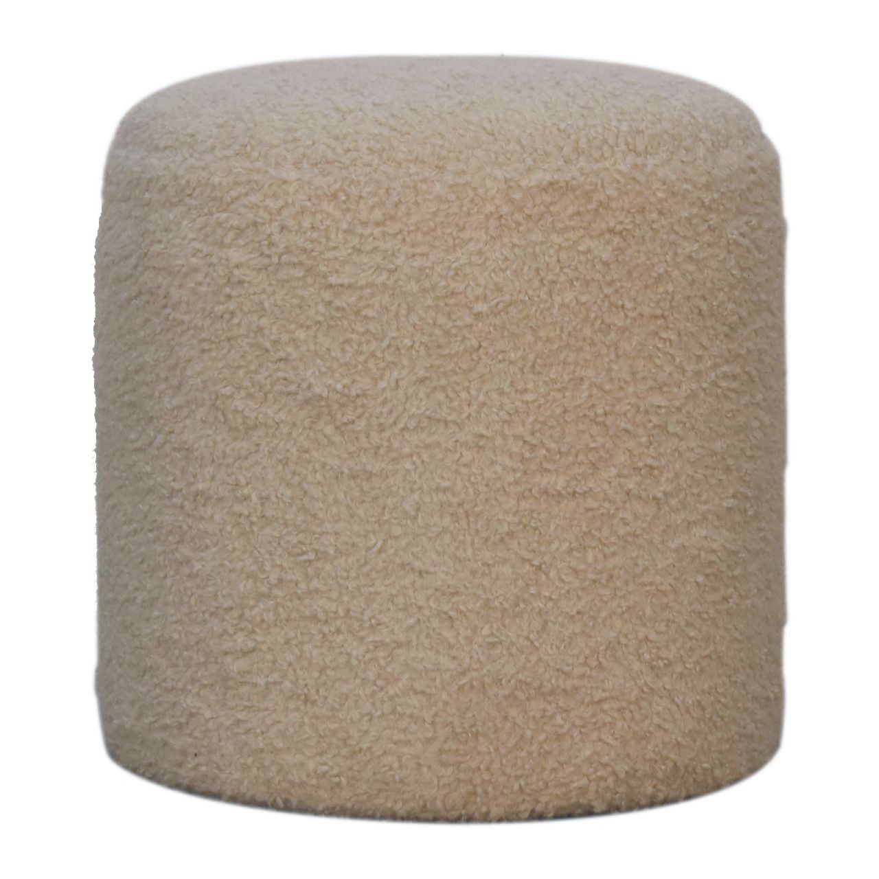 Runder Fußhocker „Boucle Cream“