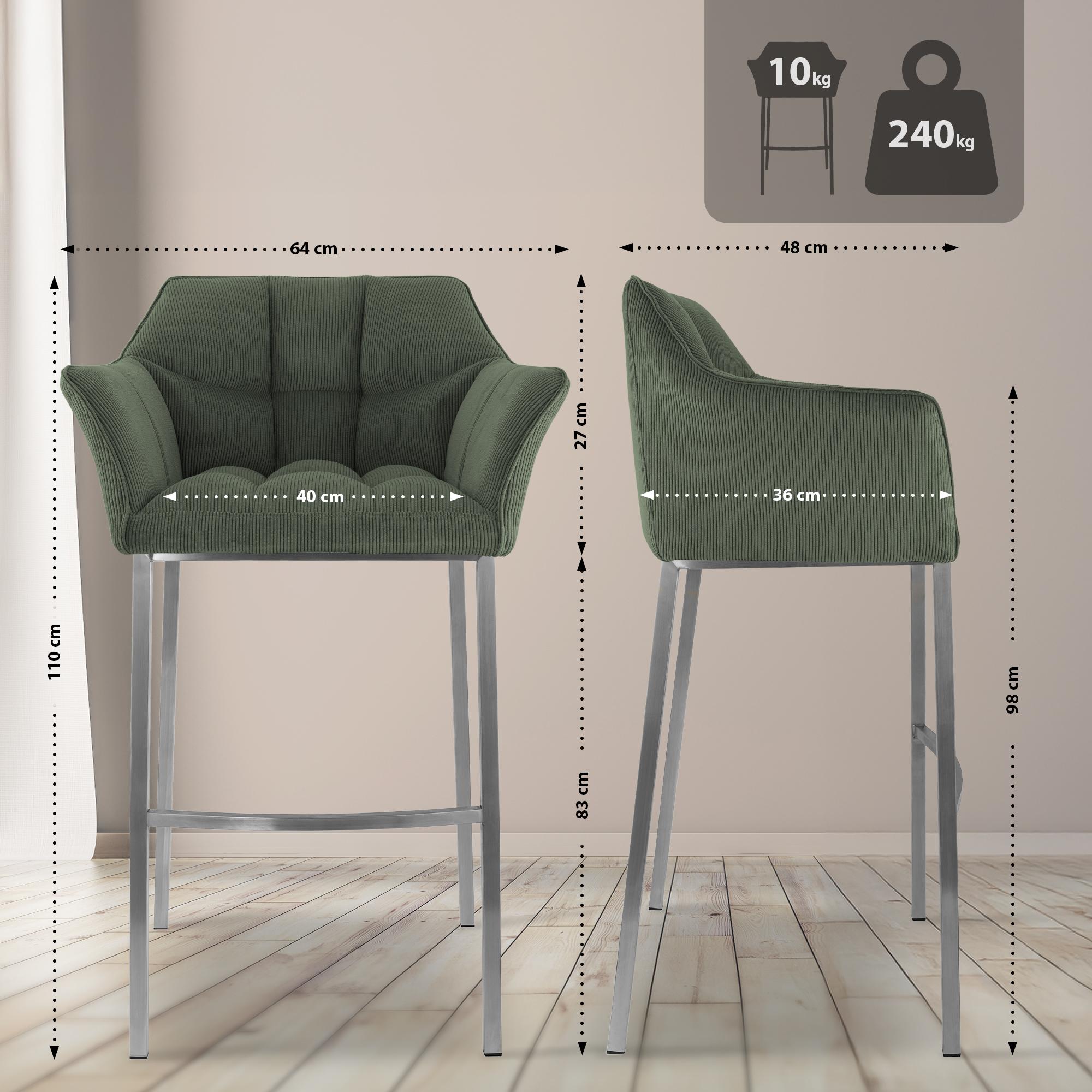 Barhocker Damaso E Cord mit 4-Fuß Gestell