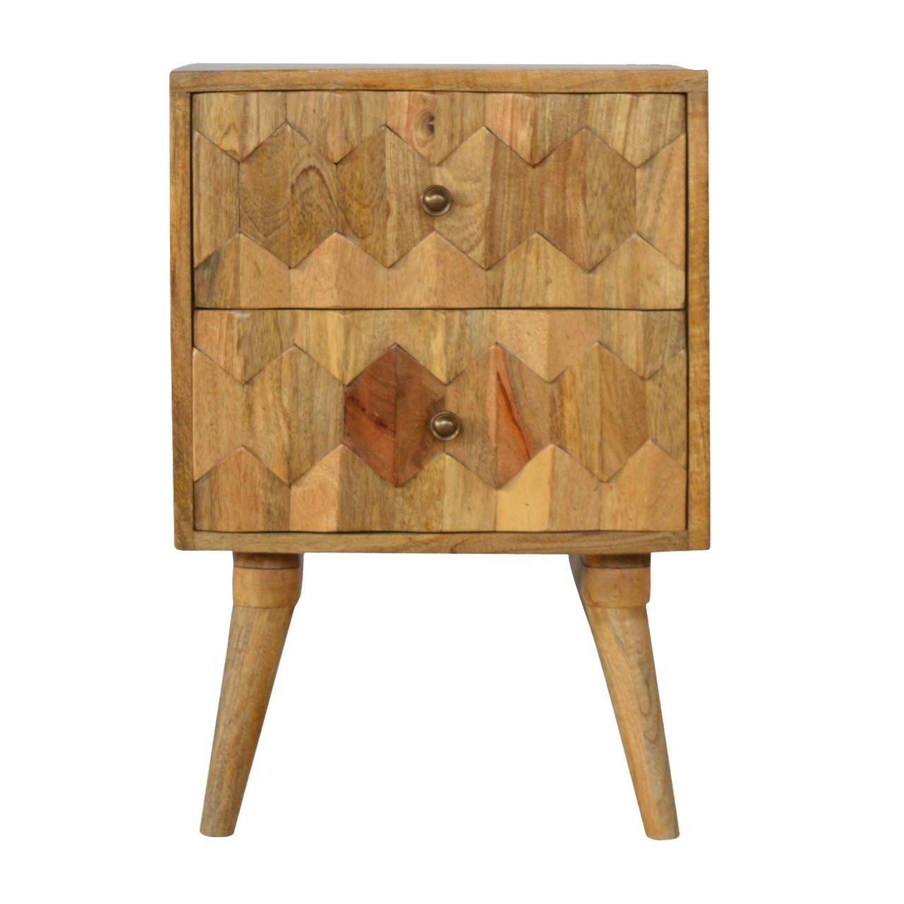 Nachttisch „Pineapple Carve“ mit 2 Schubladen