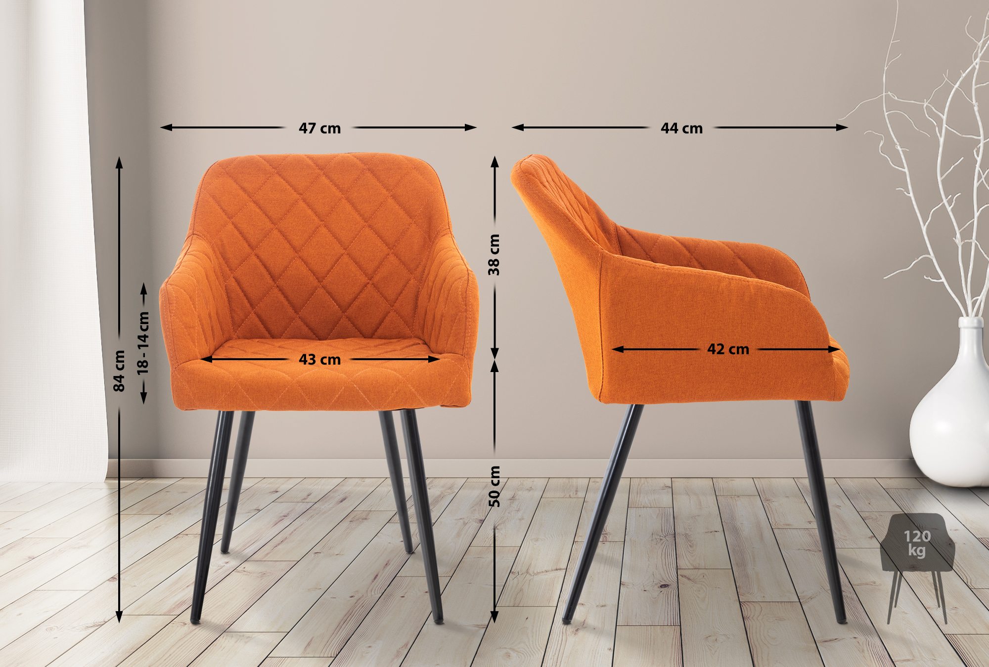 2er Set Esszimmerstuhl Shila Stoff