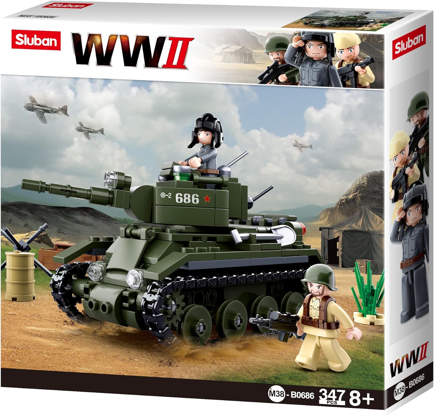 Sluban Bau- & Konstruktionsspielzeug Sluban M38-B0686 - Army WWII - Alliierter Kavalleriepanzer