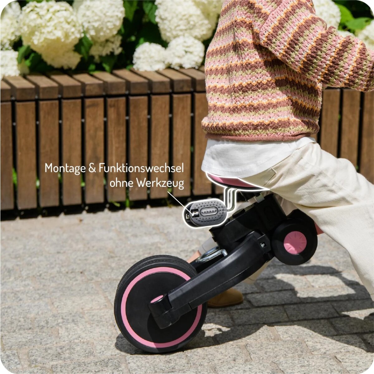 TelForceOne S.A. MoMi FILO 3-in-1 Kinderdreirad – klappbar per Knopfdruck, höhenverstellbarer Lenker und Sattel, für Kinder ab 1 Jahr in verschiedenen Farben – Ansicht 5