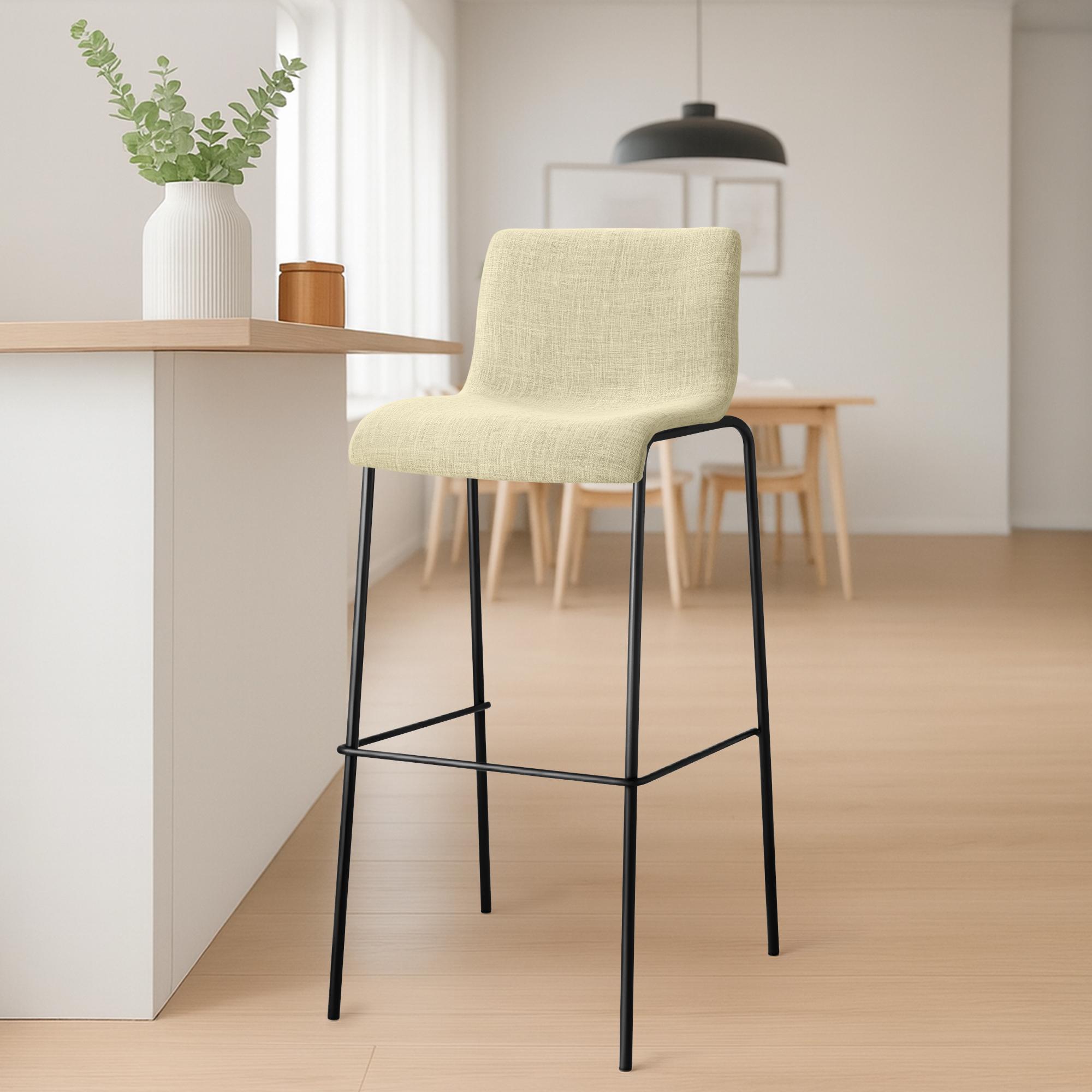 Barhocker Hoover Stoff 4-Fuß Gestell schwarz