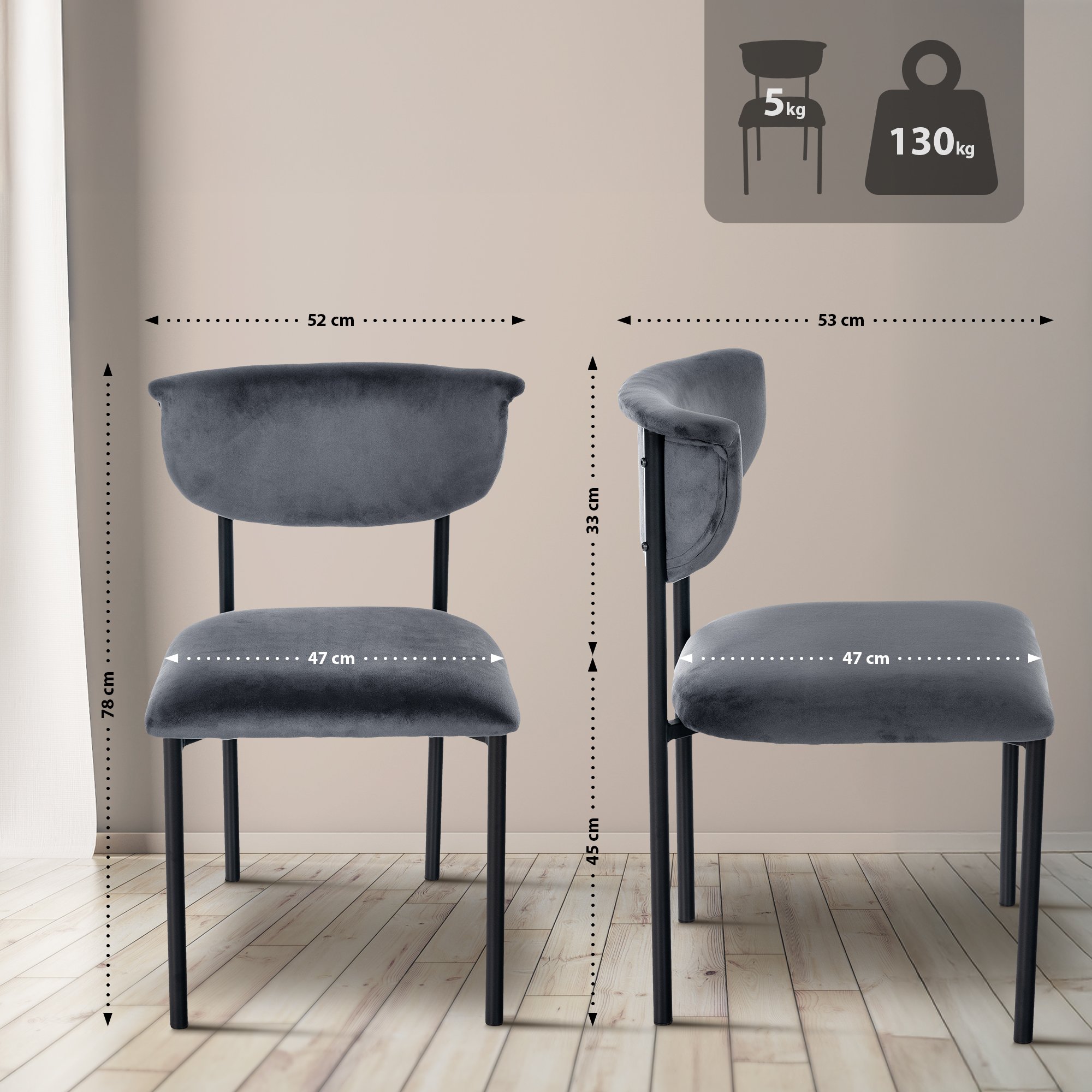 2er Set Besucherstuhl Gambell Samt