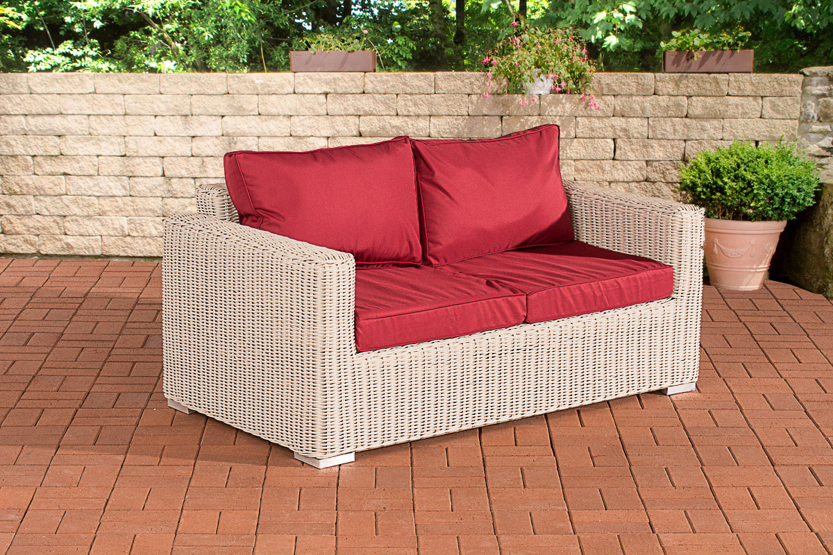 2er-Sofa Bilbao / Madeira Rubinrot