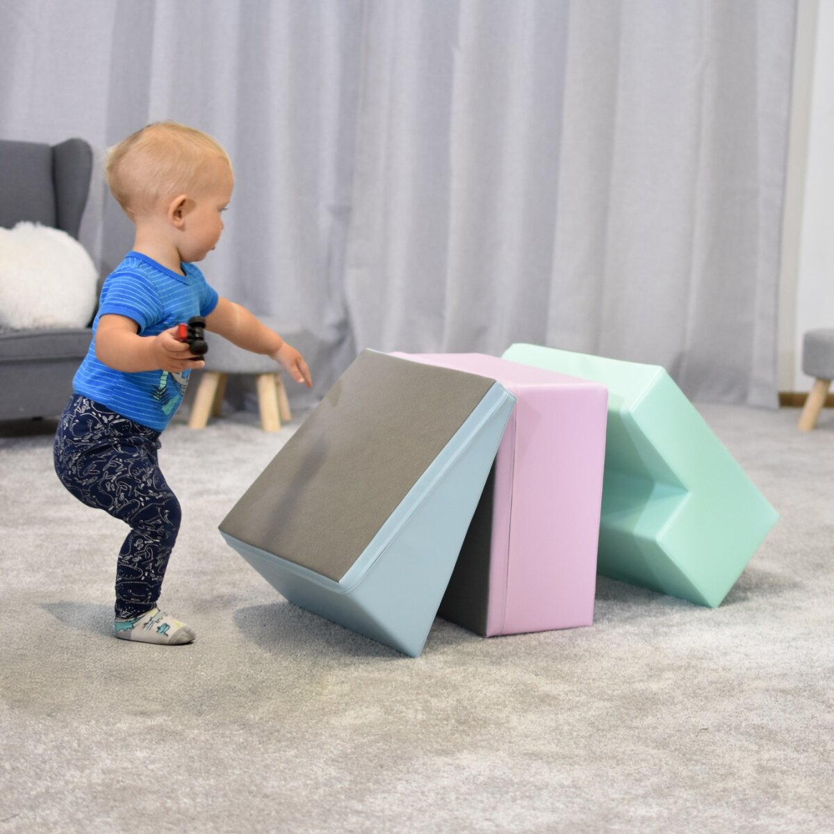 IGLU SET 27 Mini Corner Climber - Helle Pastellfarben - Schaumstoffbaustein SET für Kinder