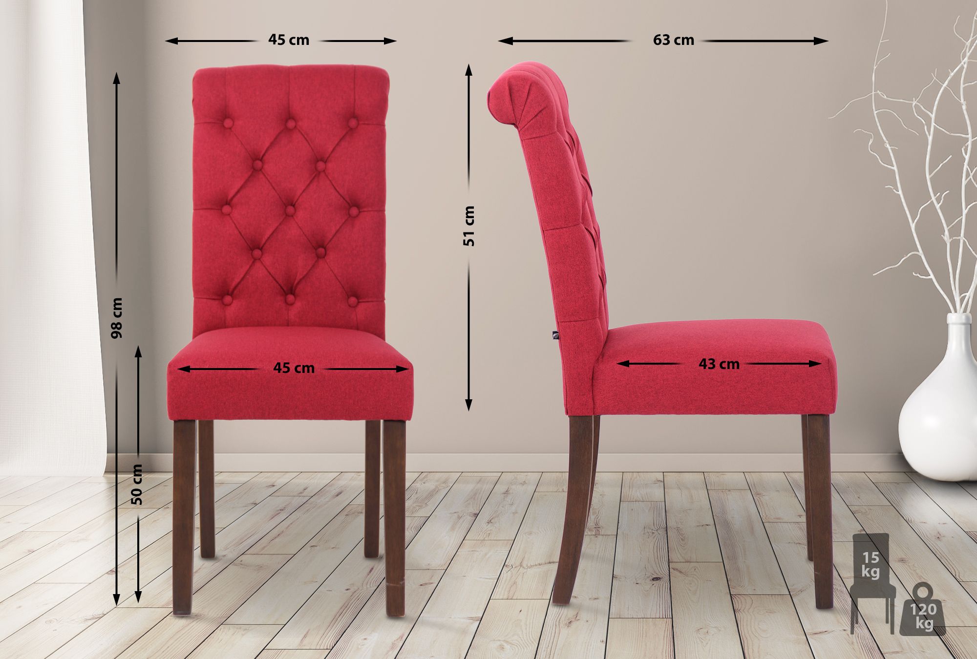 2er Set Esszimmerstühle Lisburn Stoff