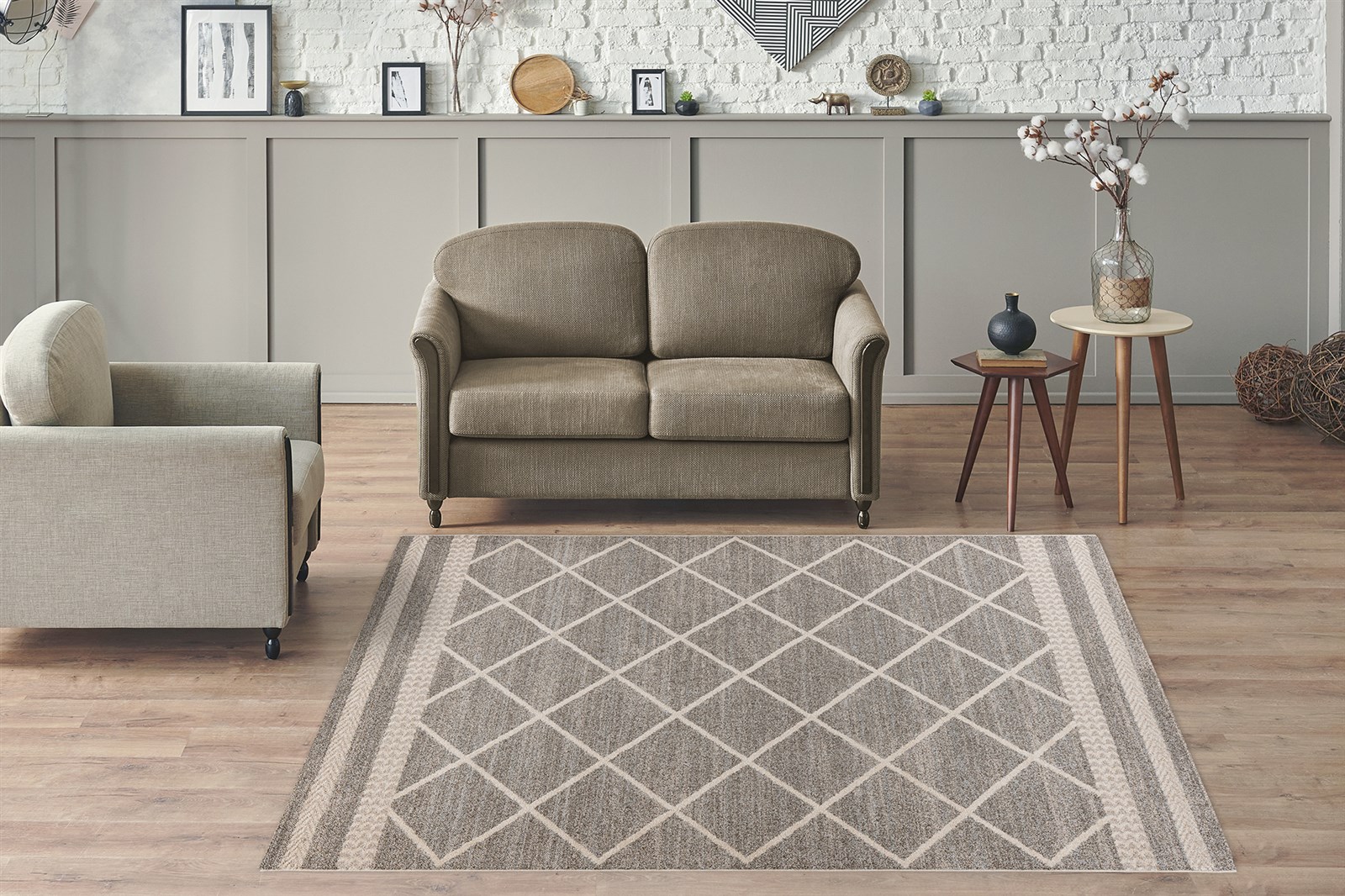 Teppich Rhombus 225 Braun / Beige 160cm x 230cm