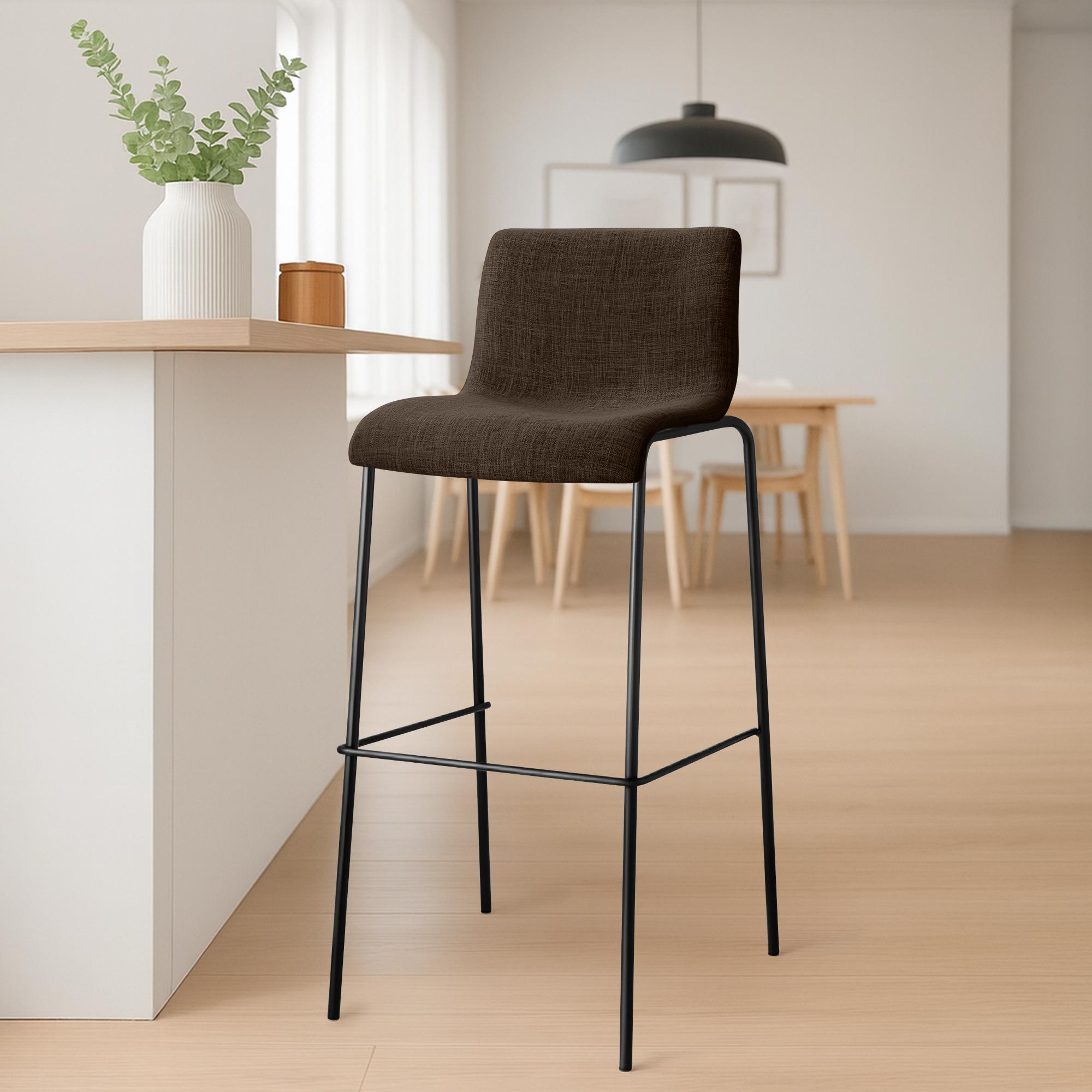 Barhocker Hoover Stoff 4-Fuß Gestell schwarz