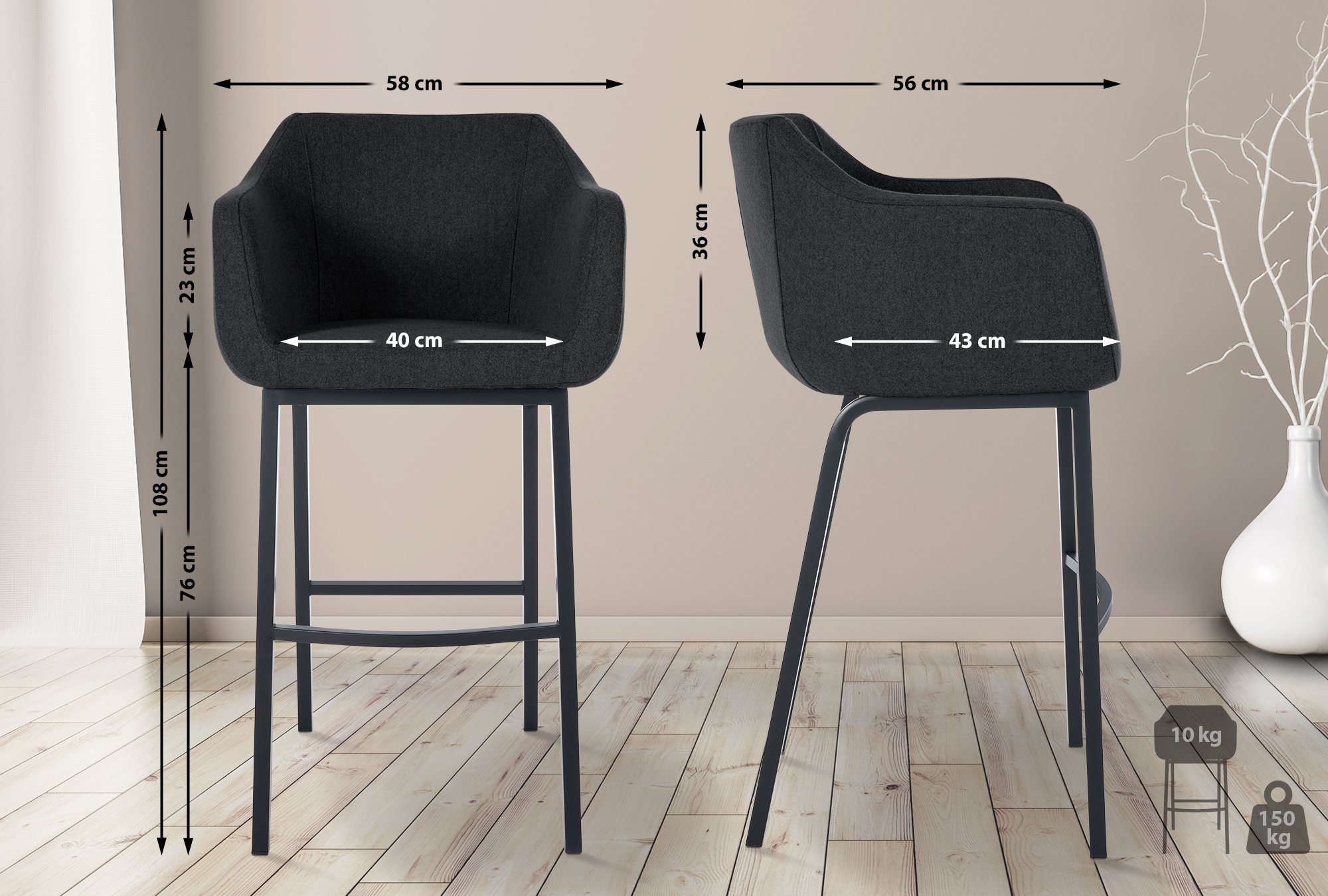 Barhocker Monea B Filz