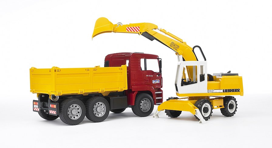 BRUDER Modelle & Fahrzeuge Bruder 02751 - MAN TGA Kipp-LKW und Liebherr Schaufelbagger