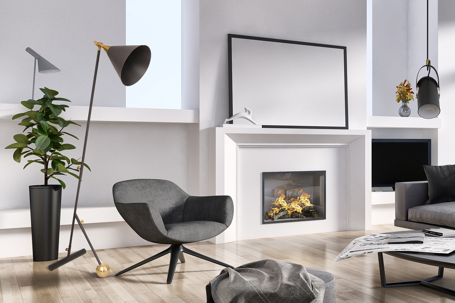 Leuchten Stehlampe Celeste 225 Schwarz / Gold