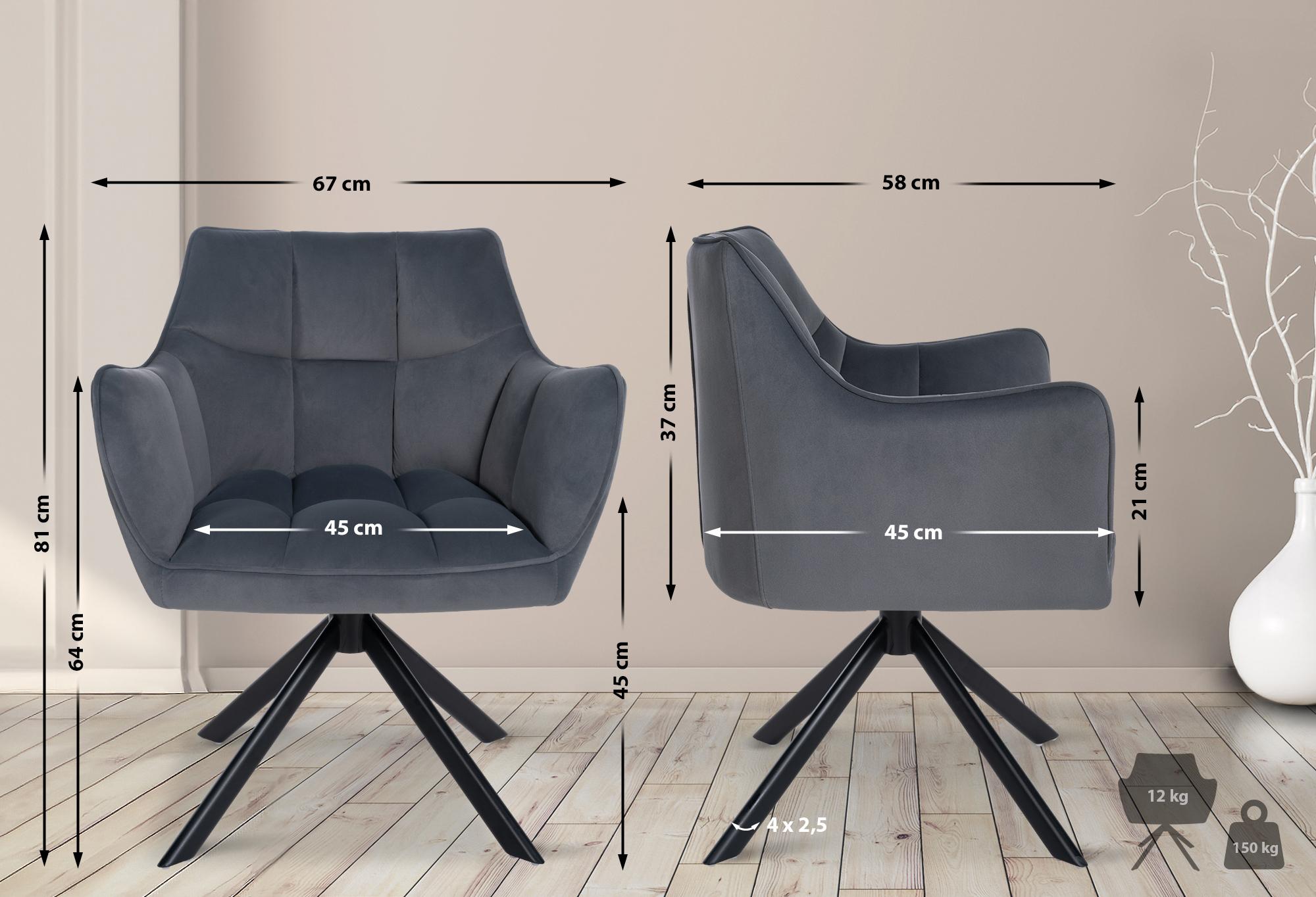 Esszimmerstuhl Swing Samt schwarz