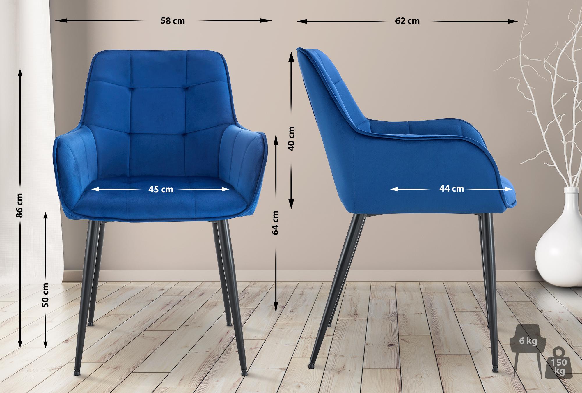 2er Set Esszimmerstuhl Ferndale Samt